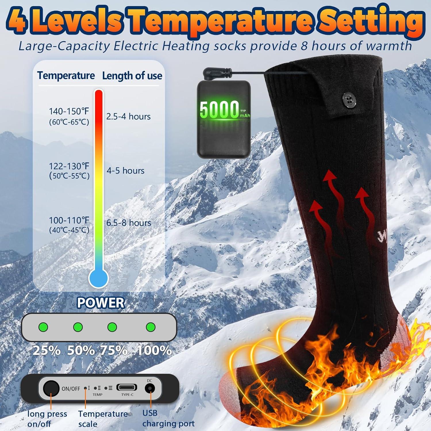 Calcetines Eléctricos Calentados Wndy's Dream 5000mAh Negro