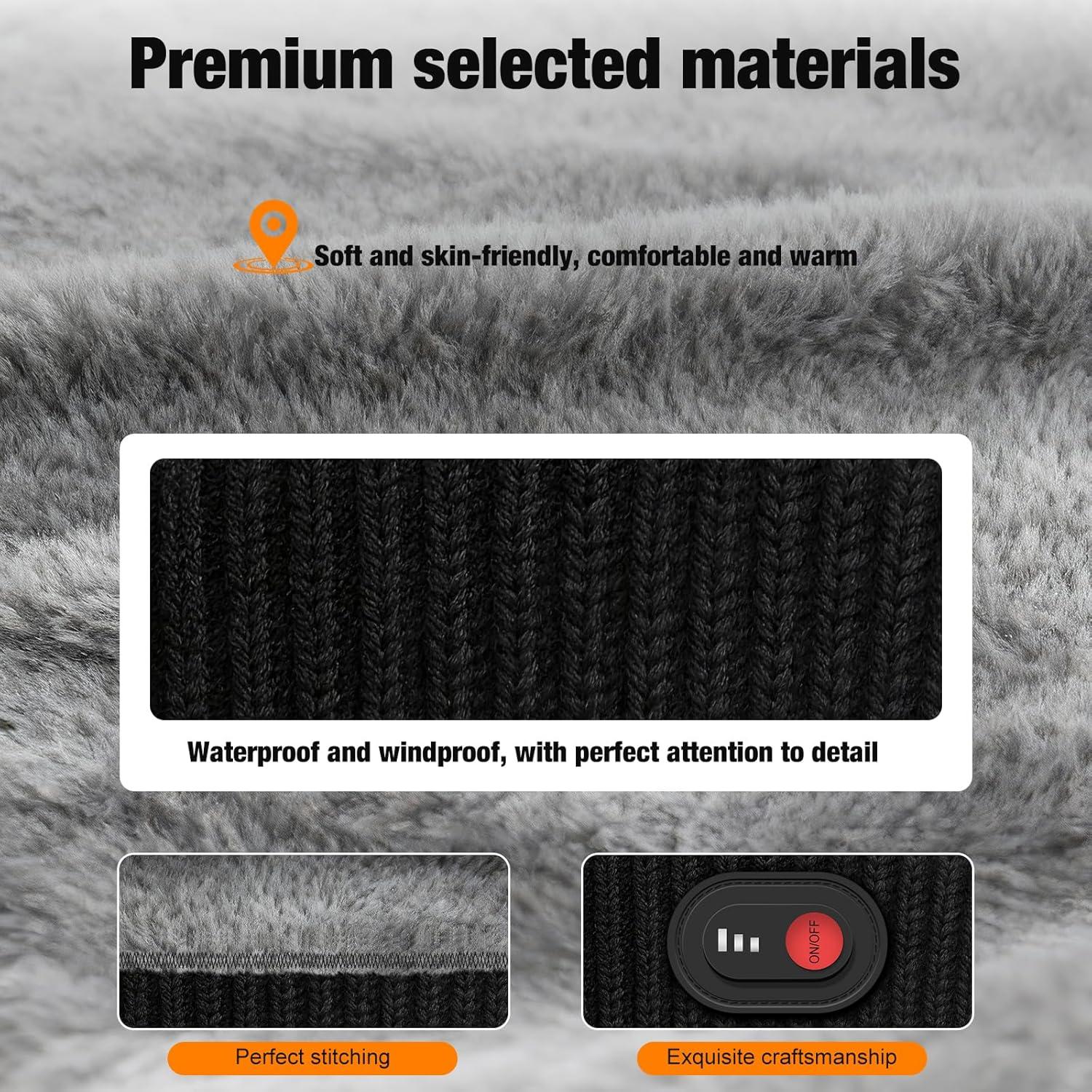 Gorro Calentado YHMOOMSIN Eléctrico 3 Niveles Calor Negro