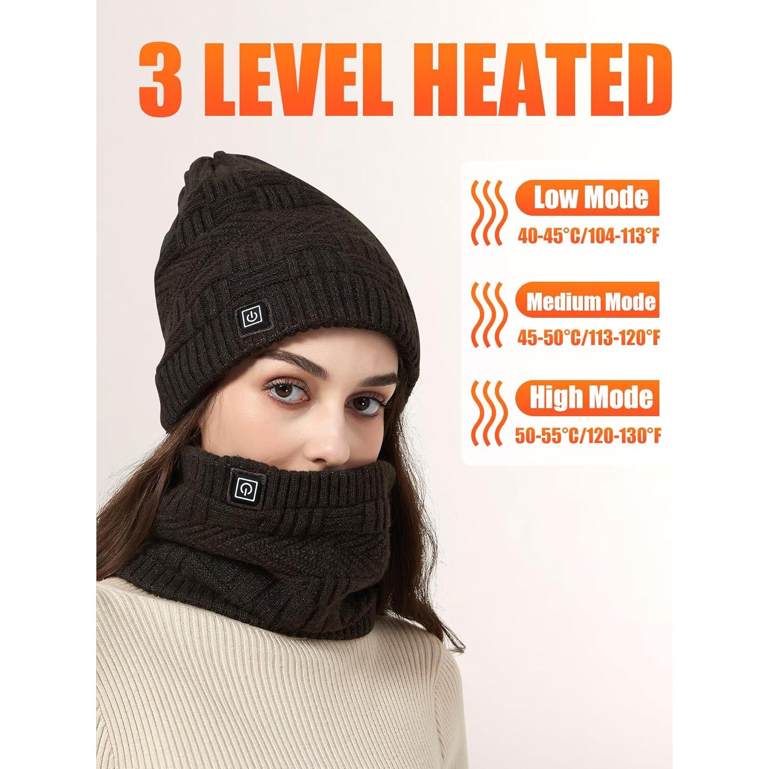 Gorro y Bufanda Calentados Unisex 4000mAh 3 Niveles Temperatura