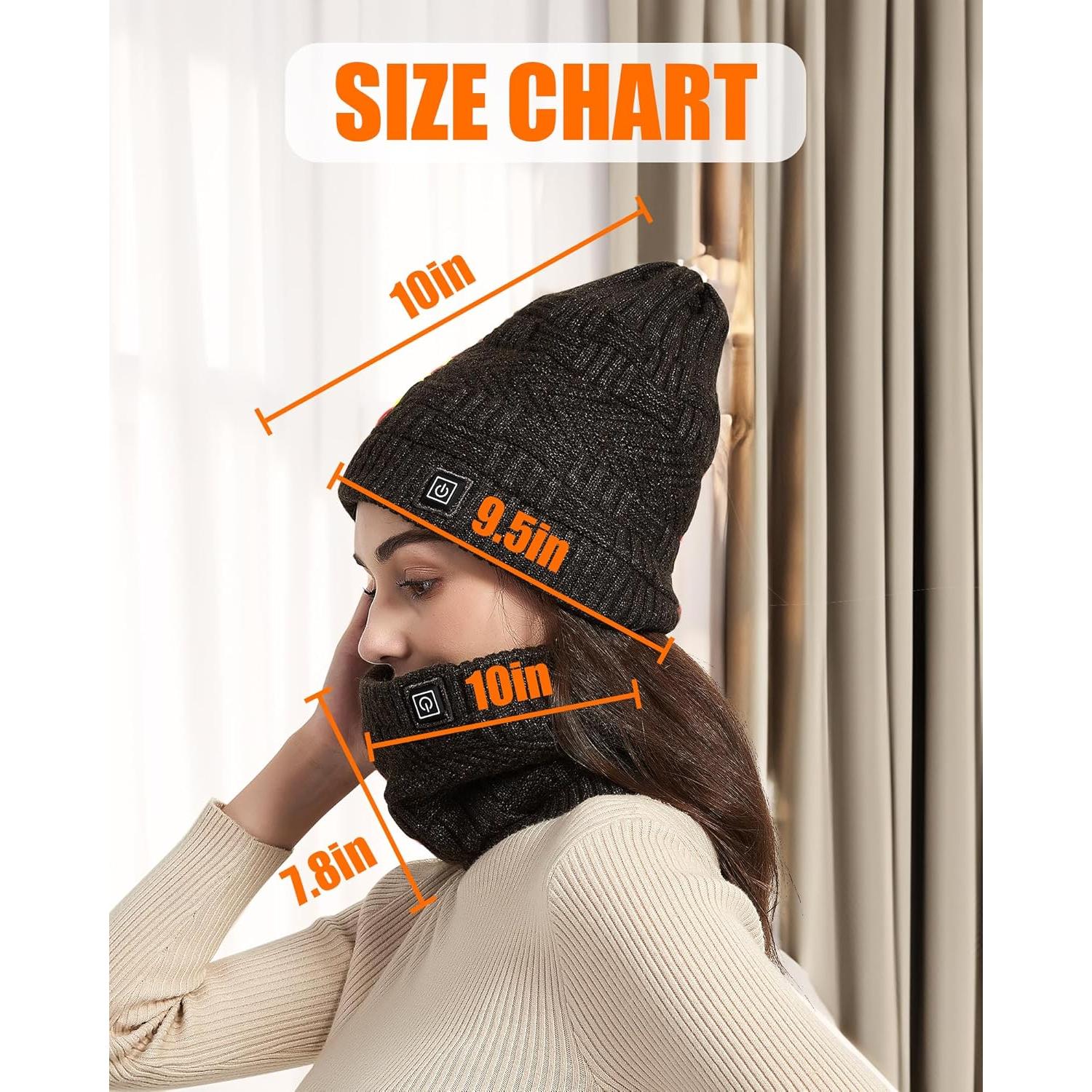 Gorro y Bufanda Calentados Unisex 4000mAh 3 Niveles Temperatura