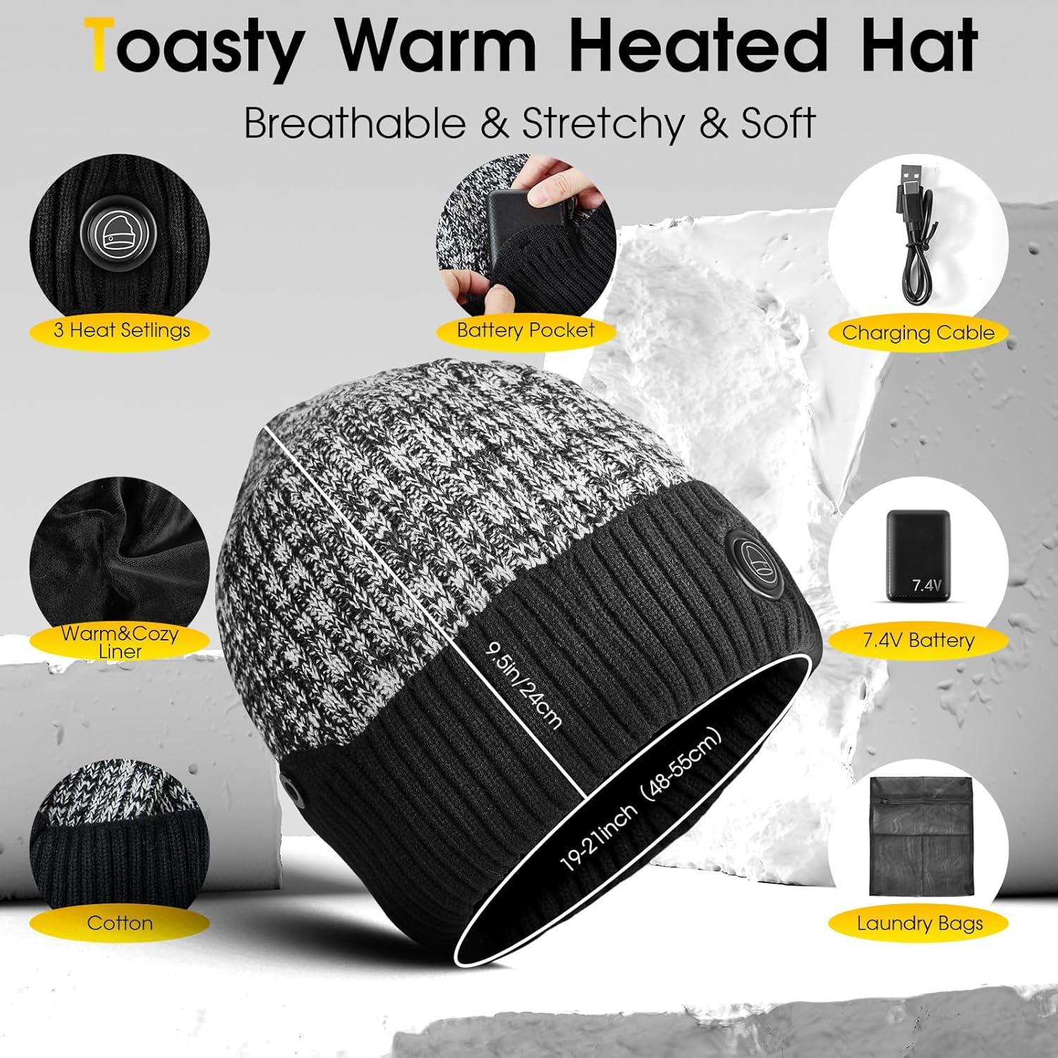 Gorro Calentado Unisex con Batería 7.4V 7000mAh 3 Modos