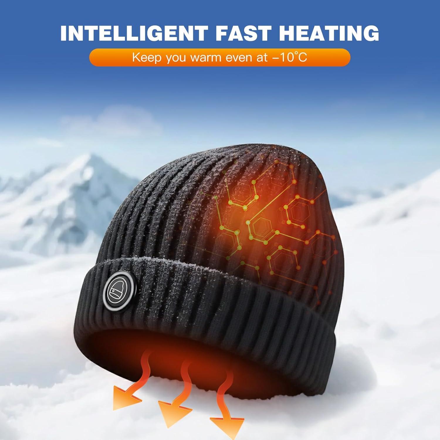 Gorro Calentado Unisex 7.4V 7000mAh para Invierno