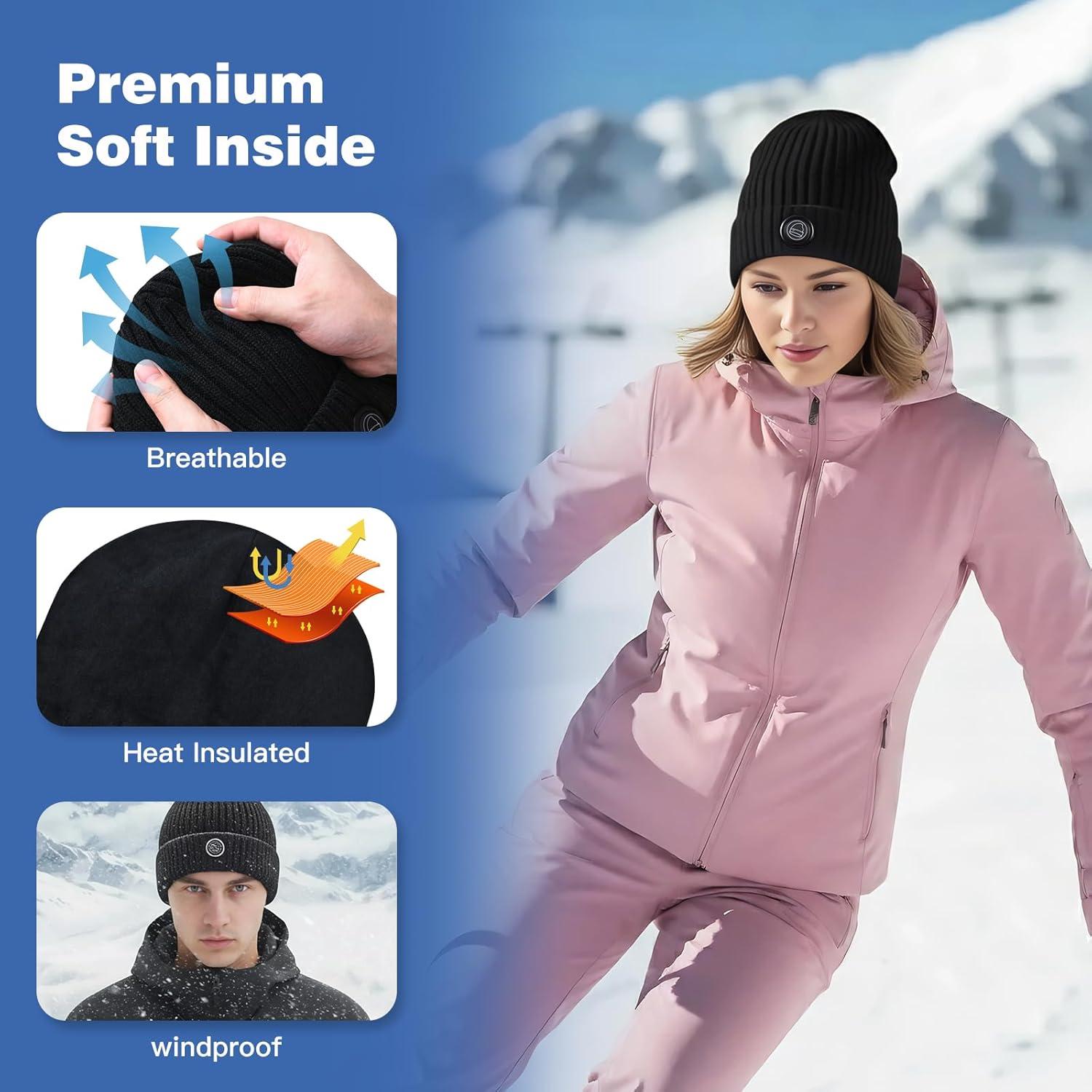 Gorro Calentado Unisex 7.4V 7000mAh para Invierno