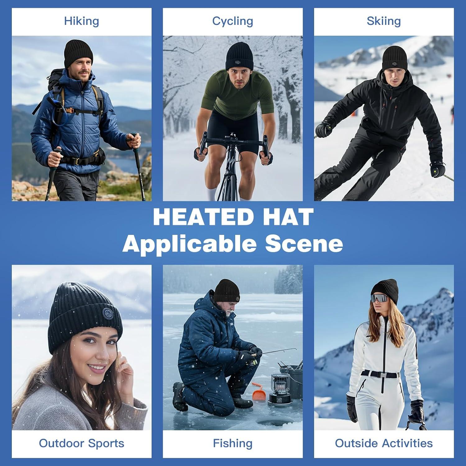 Gorro Calentado Unisex 7.4V 7000mAh para Invierno