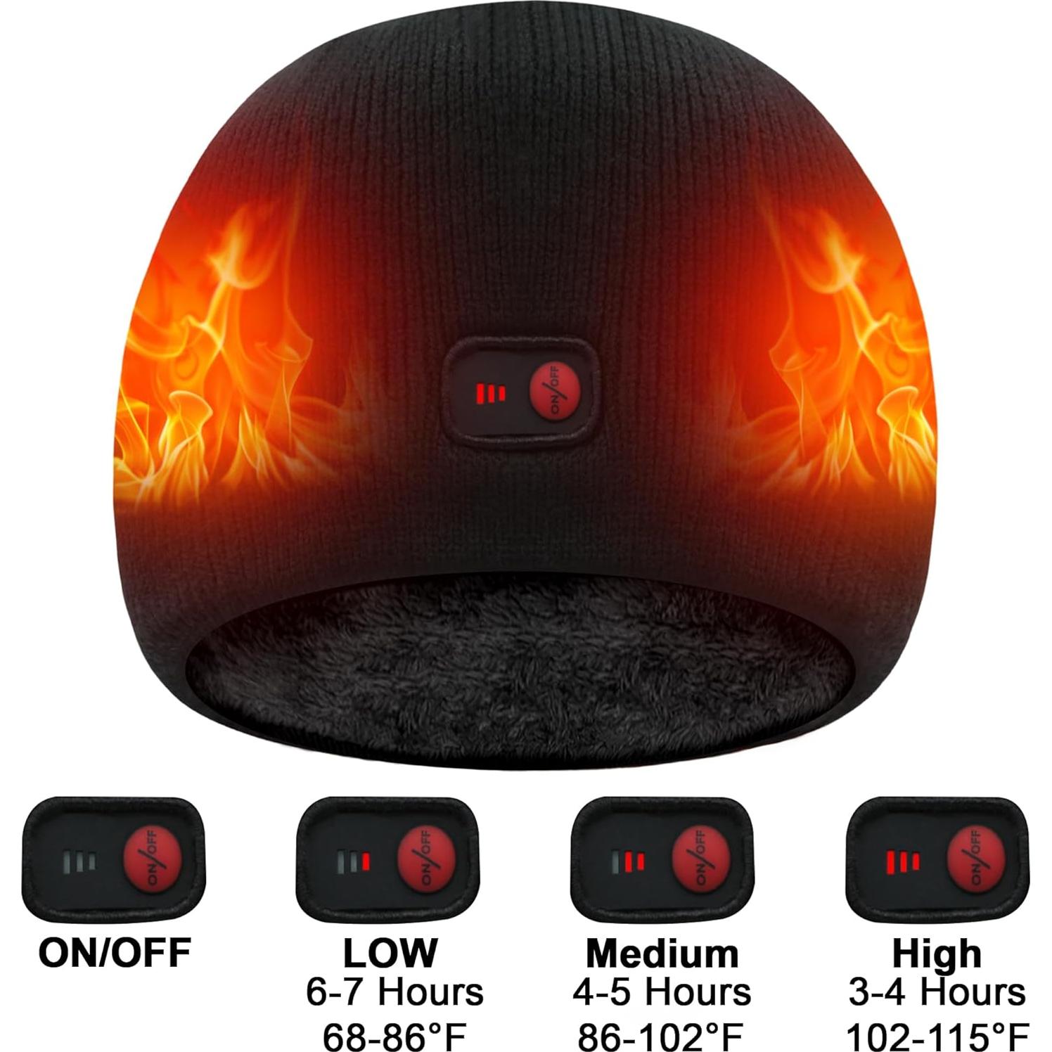 Gorro Calentado QILOVE 7.4V Unisex Negro - Invierno