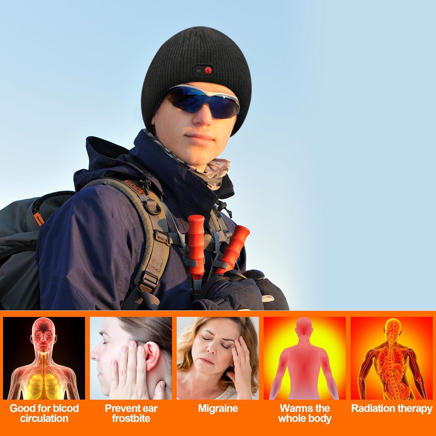 Gorro Calentado QILOVE 7.4V Unisex Negro - Invierno