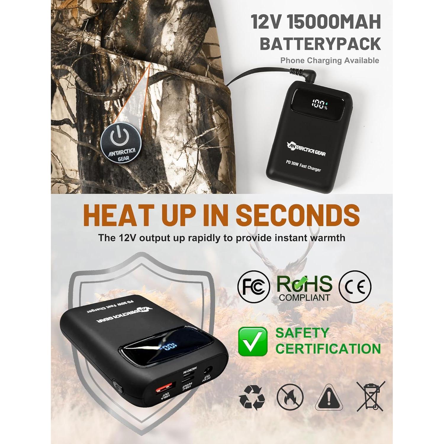 Pantalones Térmicos de Caza ANTÁRTICA GEAR 12V Impermeables