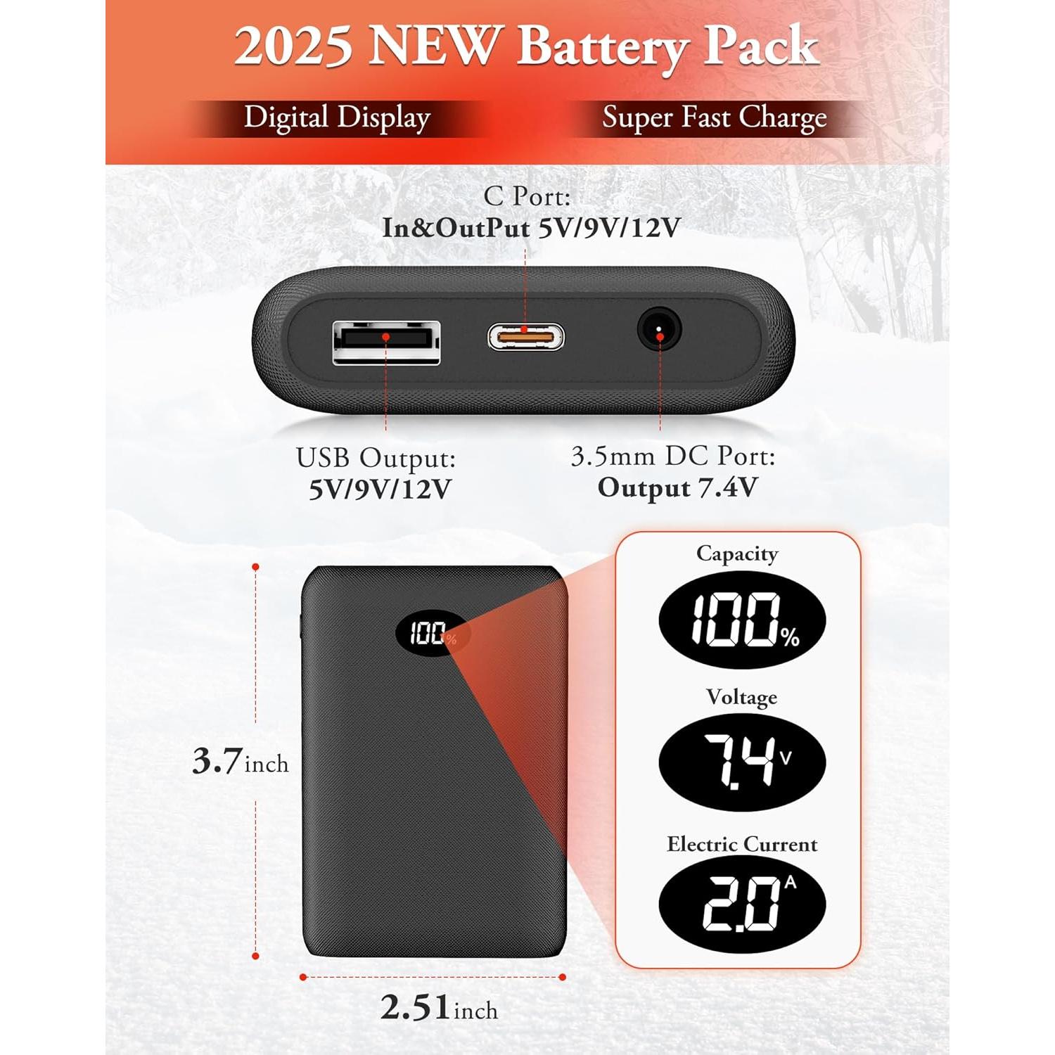 Pantalones Calentados Eléctricos para Hombres y Mujeres - 7.4V y USB