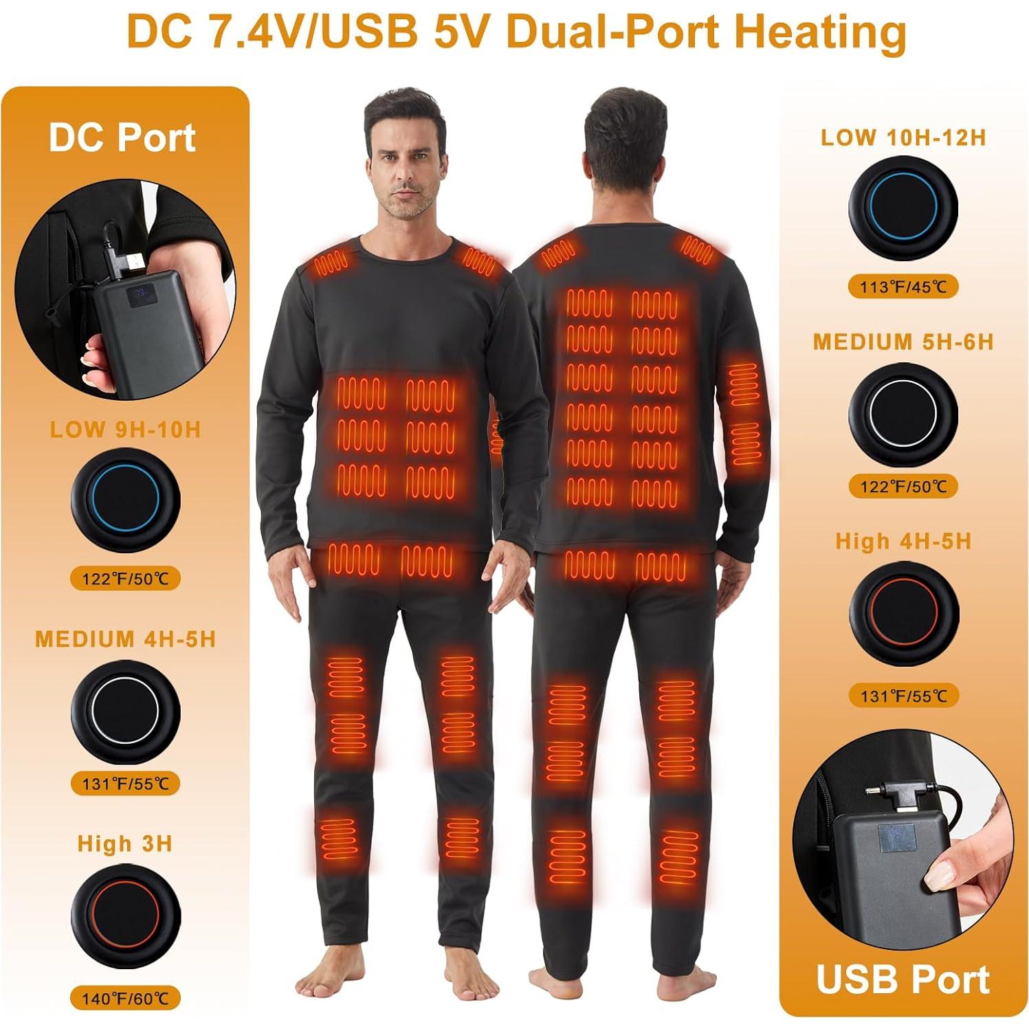 Conjunto Térmico Calentado para Hombres - 42 Zonas Calor - 2 Baterías 16000mAh