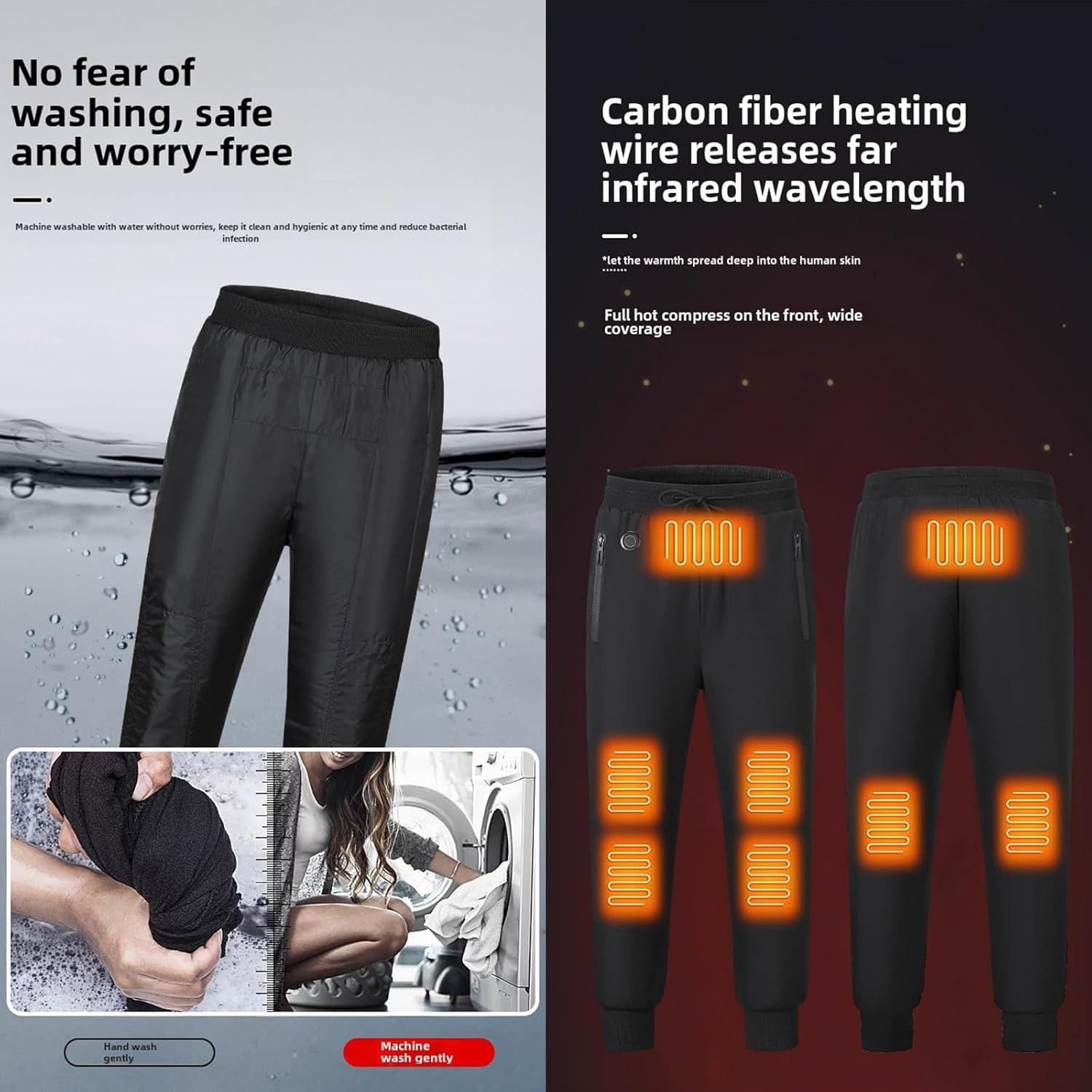 Pantalones Calentados Baimiu para Hombre Talla Grande Negro