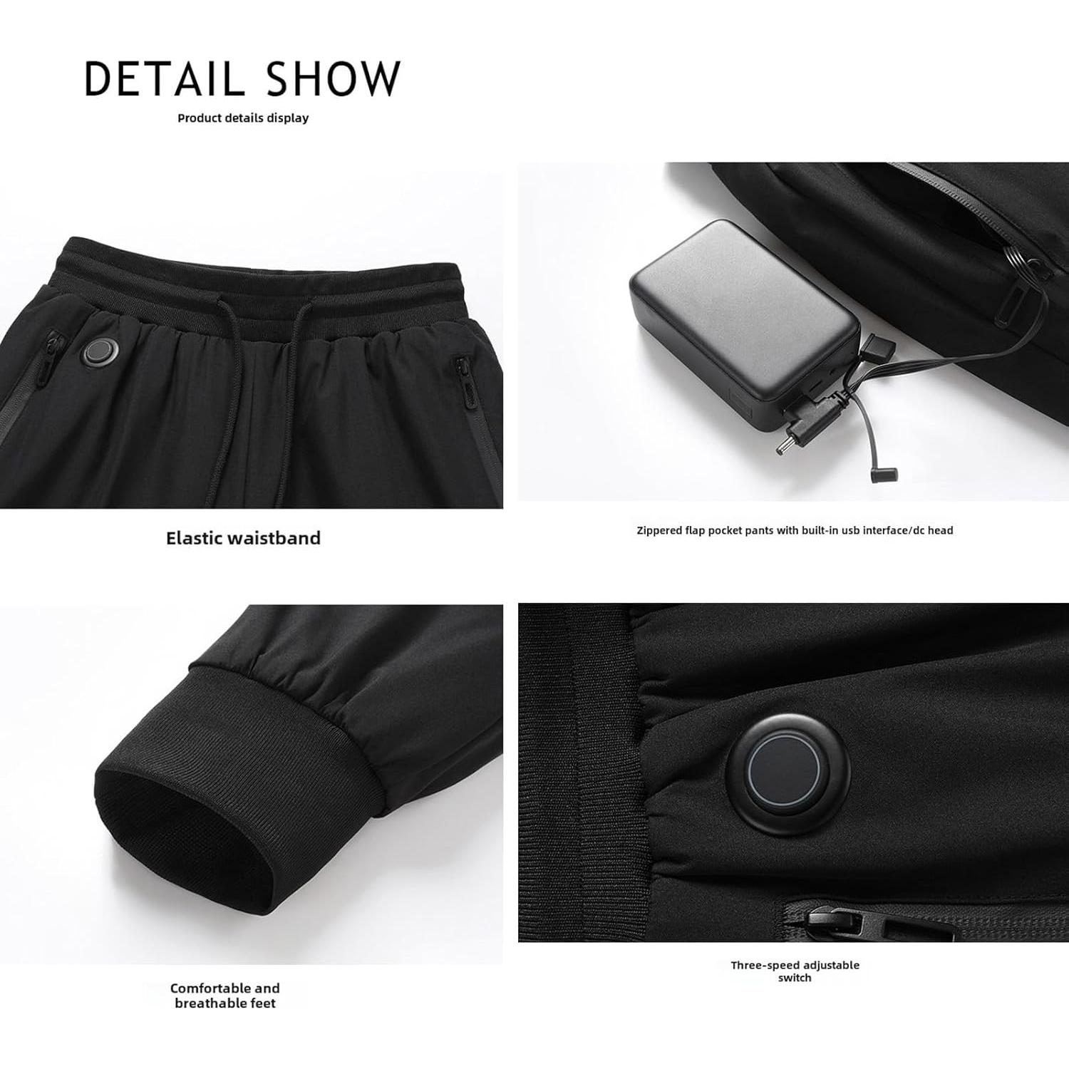 Pantalones Calentados Baimiu para Hombre Talla Grande Negro