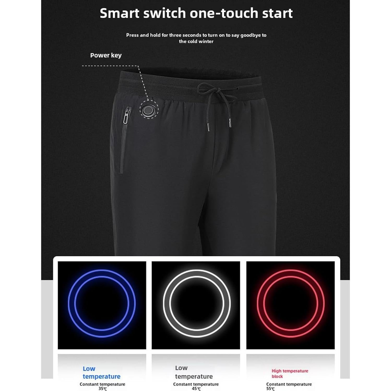 Pantalones Calentados Baimiu para Hombre Talla Grande Negro