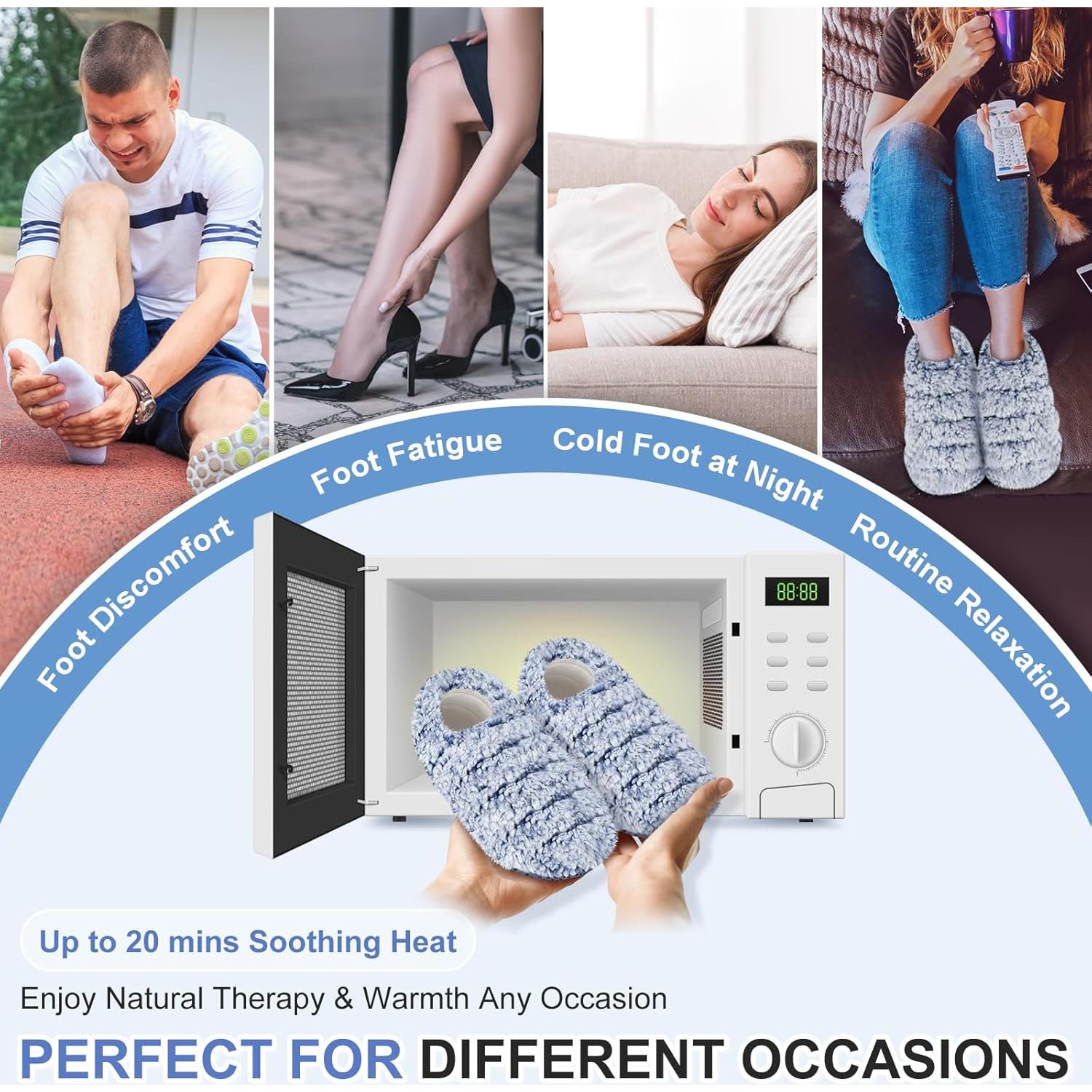 Zapatillas Calentables SuzziPad para Pies Fríos - Microondas - Grande - Azul Rizado