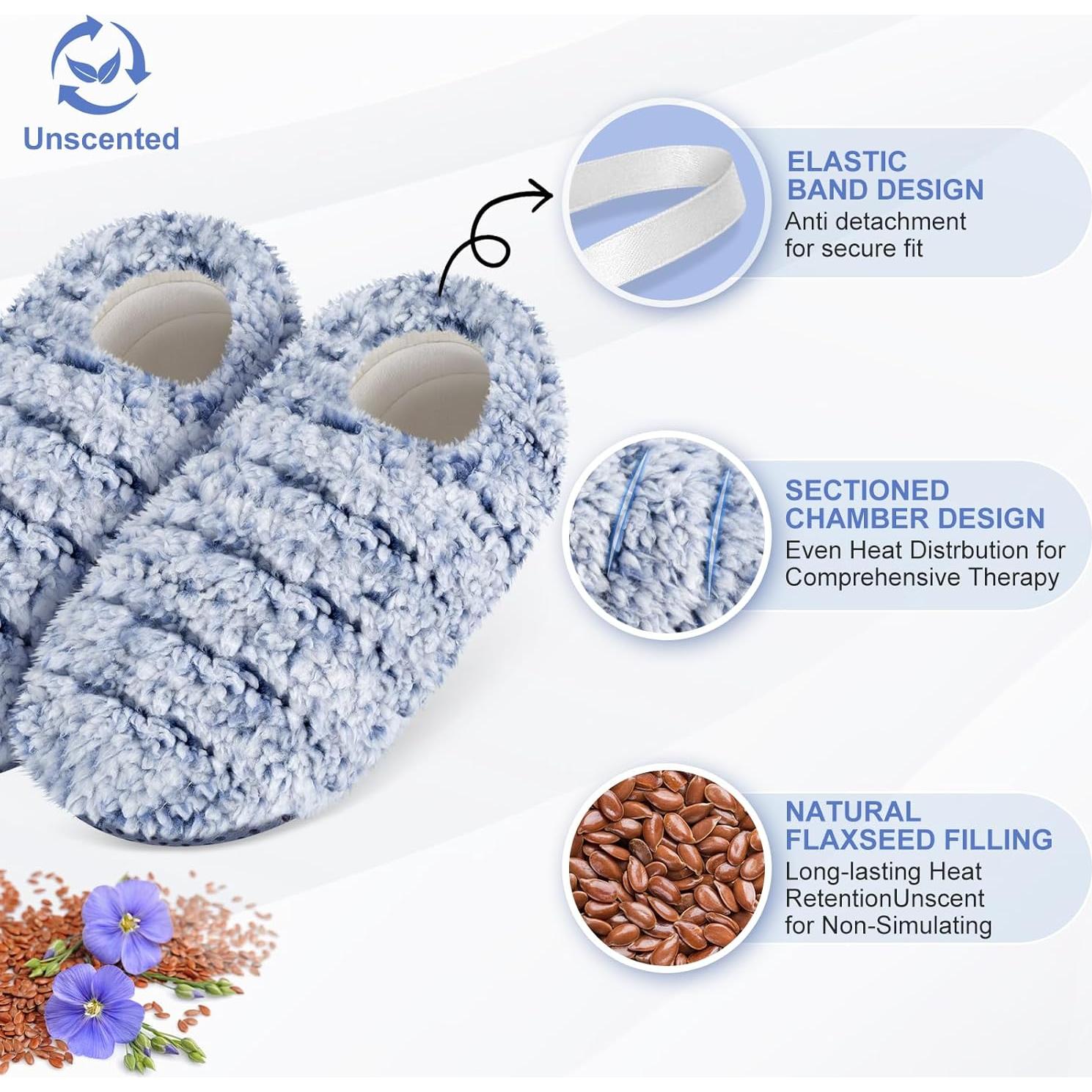 Zapatillas Calentables SuzziPad para Pies Fríos - Microondas - Grande - Azul Rizado