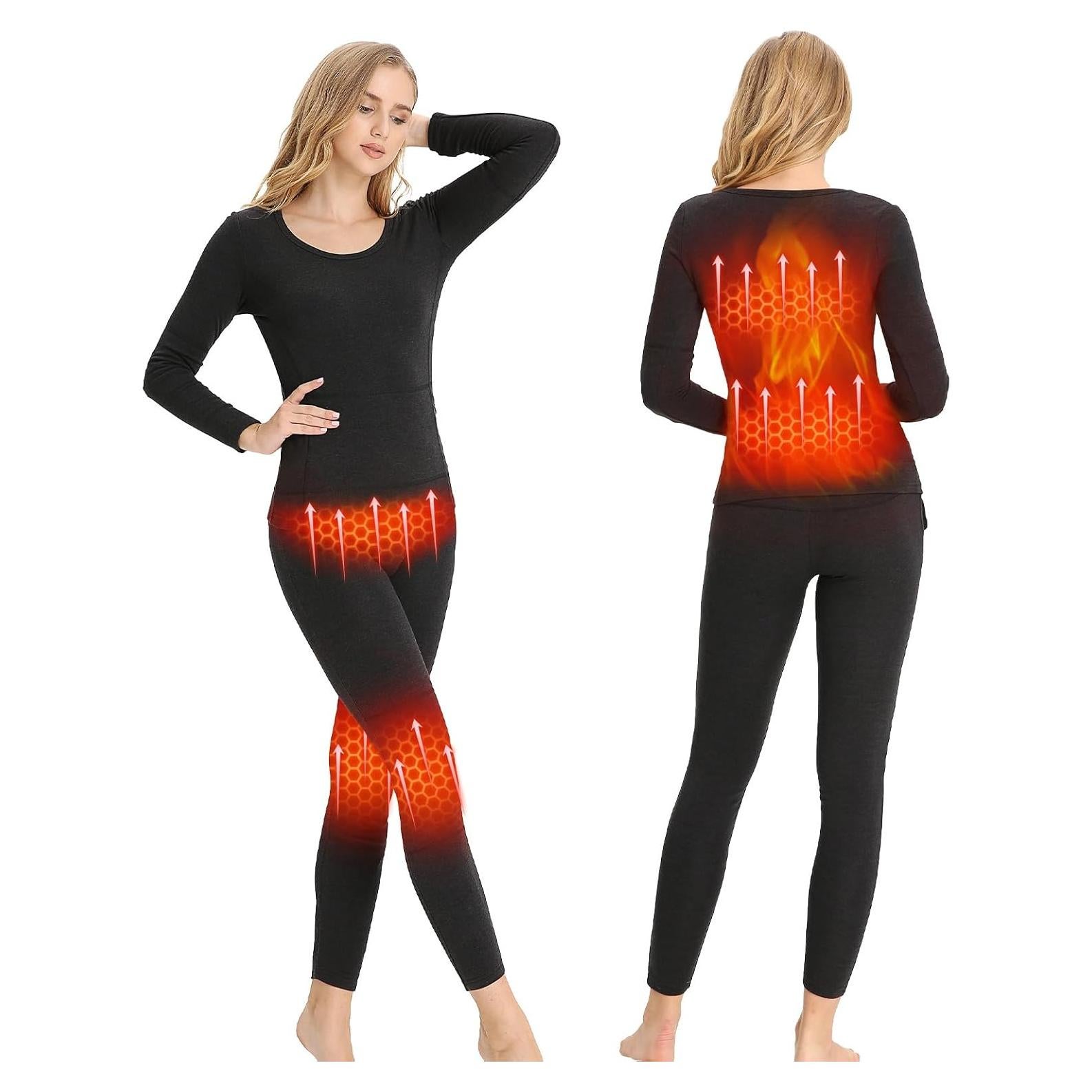 Conjunto Ropa Interior Térmica Calentada Mujer Sun Will XXL Negro