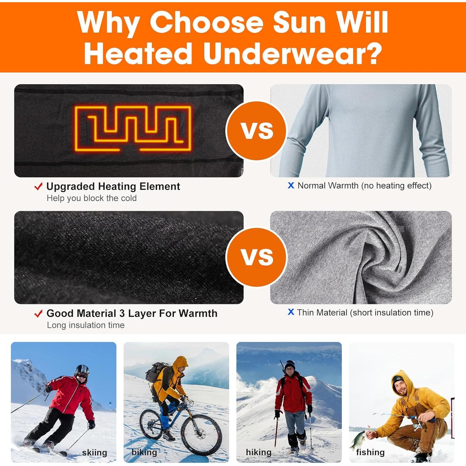 Conjunto Ropa Interior Térmica Calentada Mujer Sun Will XXL Negro