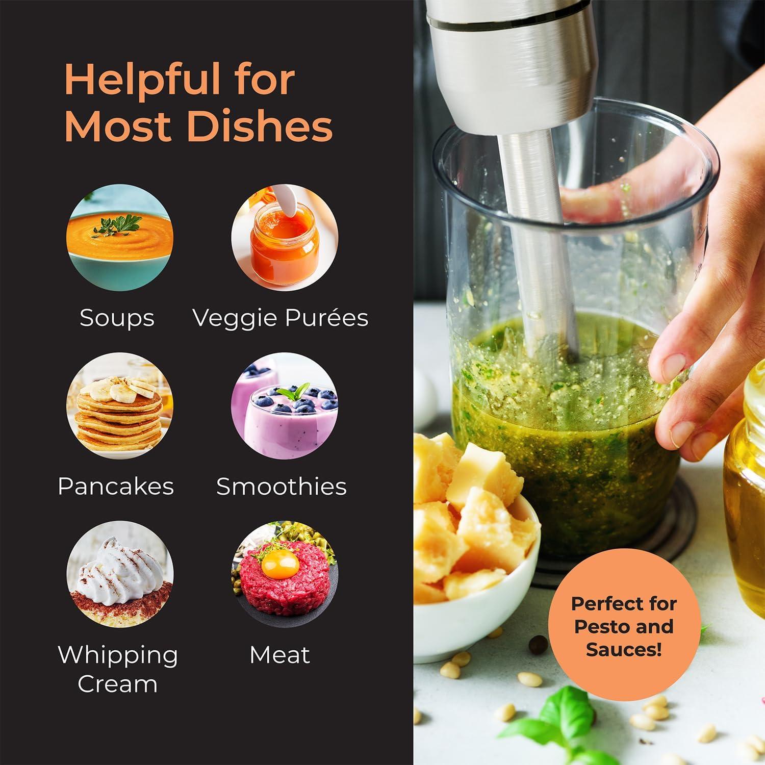 Batidora de Inmersión Mueller 3 en 1 Acero Inoxidable 8 Velocidades