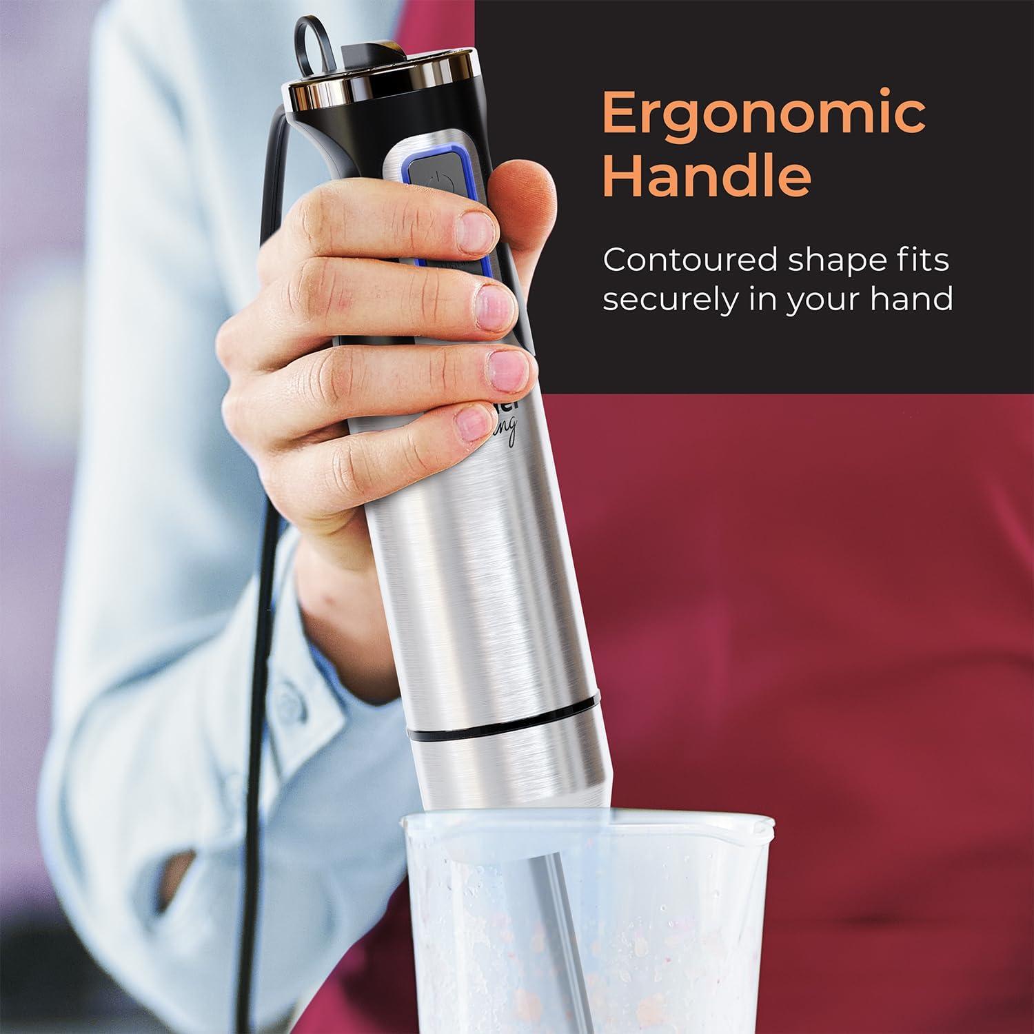 Batidora de Inmersión Mueller 3 en 1 Acero Inoxidable 8 Velocidades