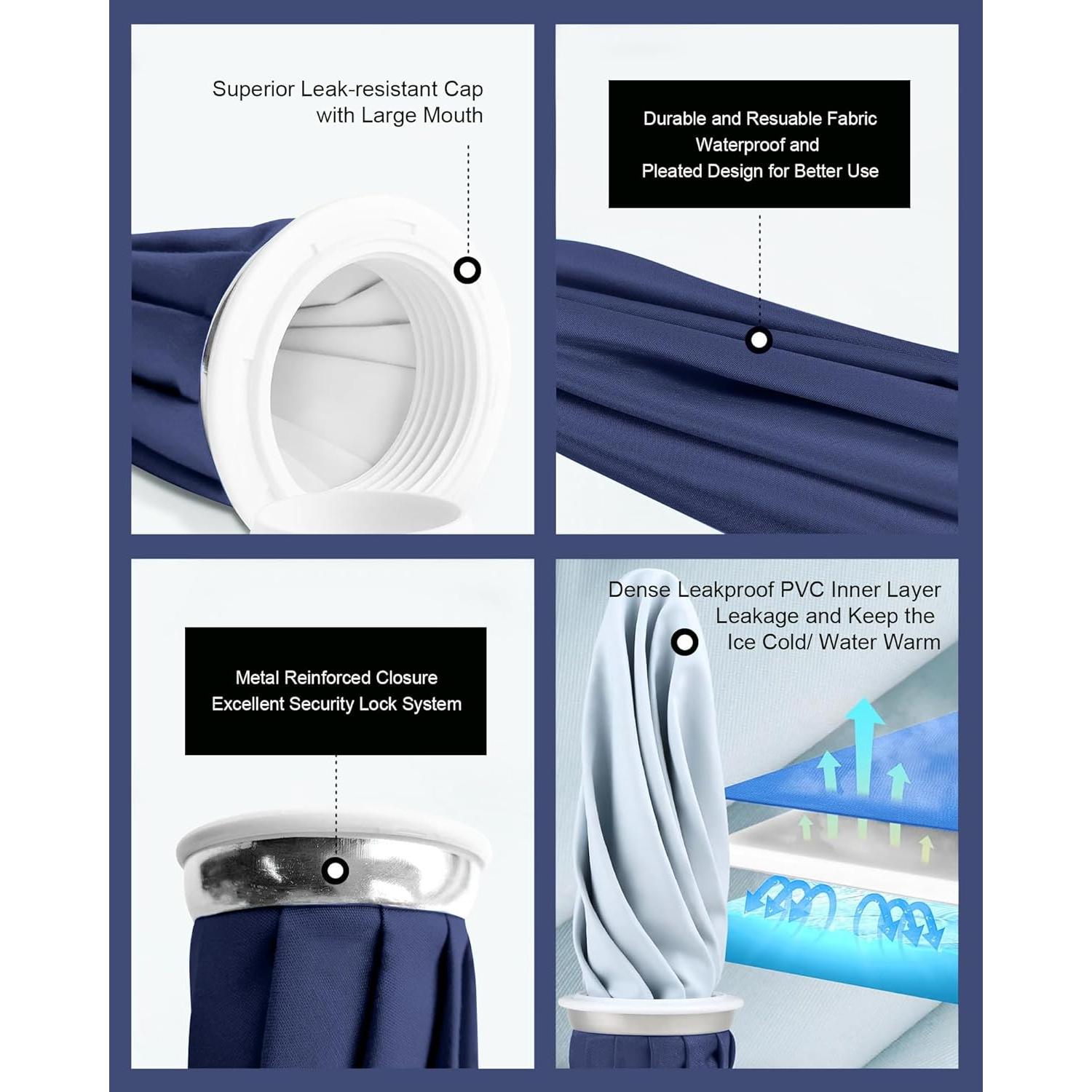 Bolsa de Hielo Reutilizable Teslniher 9" - 2 Pcs, Sin Fugas