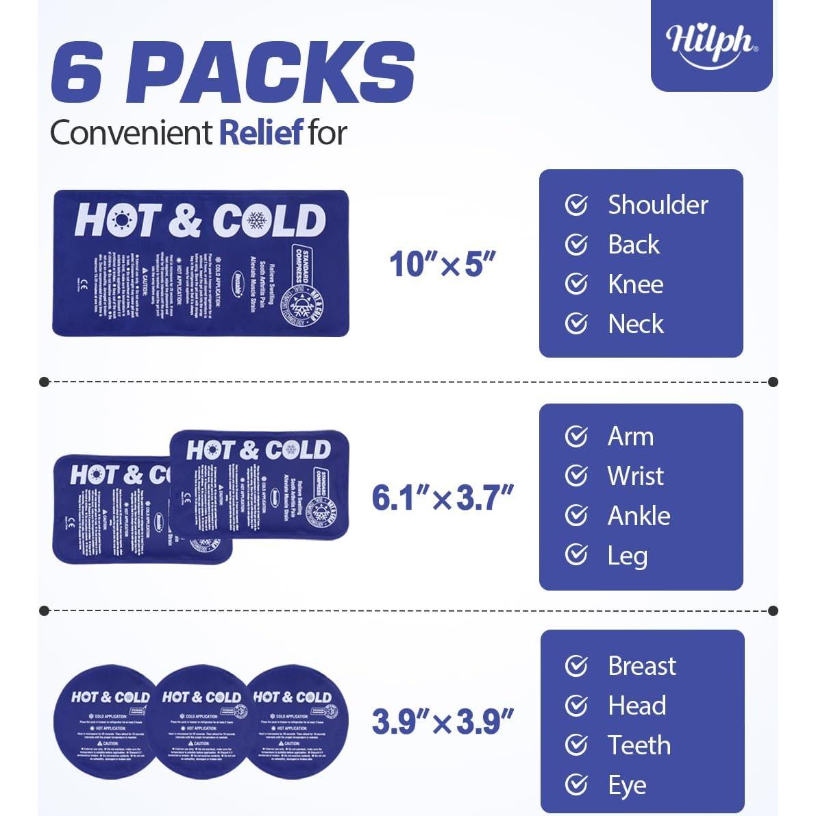 Paquete de Hielo Reutilizable Hilph - 6 Gel Frío y Caliente