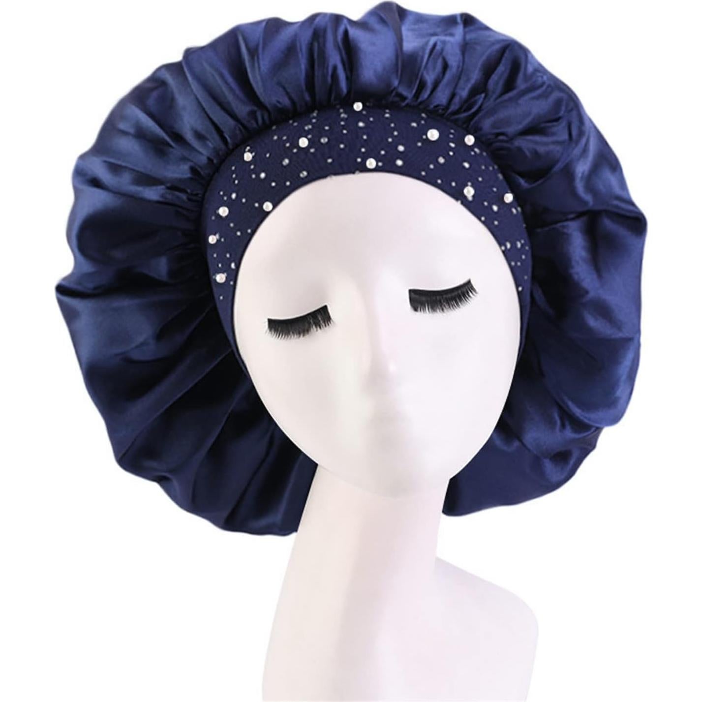 Gorro de Satén con Rhinestones Qianmome - 4 Piezas para Cuidado del Cabello