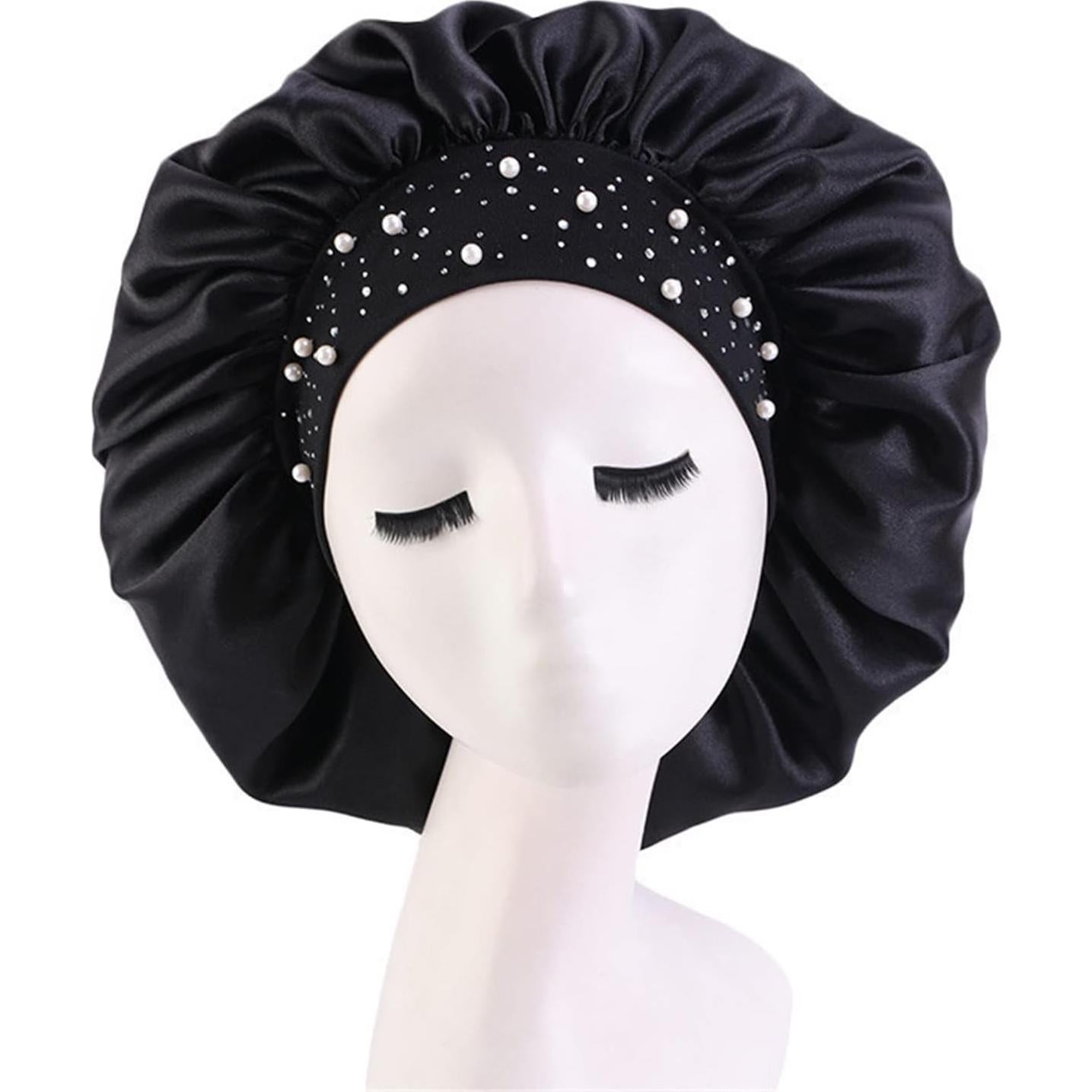 Gorro de Satén con Rhinestones Qianmome - 4 Piezas para Cuidado del Cabello