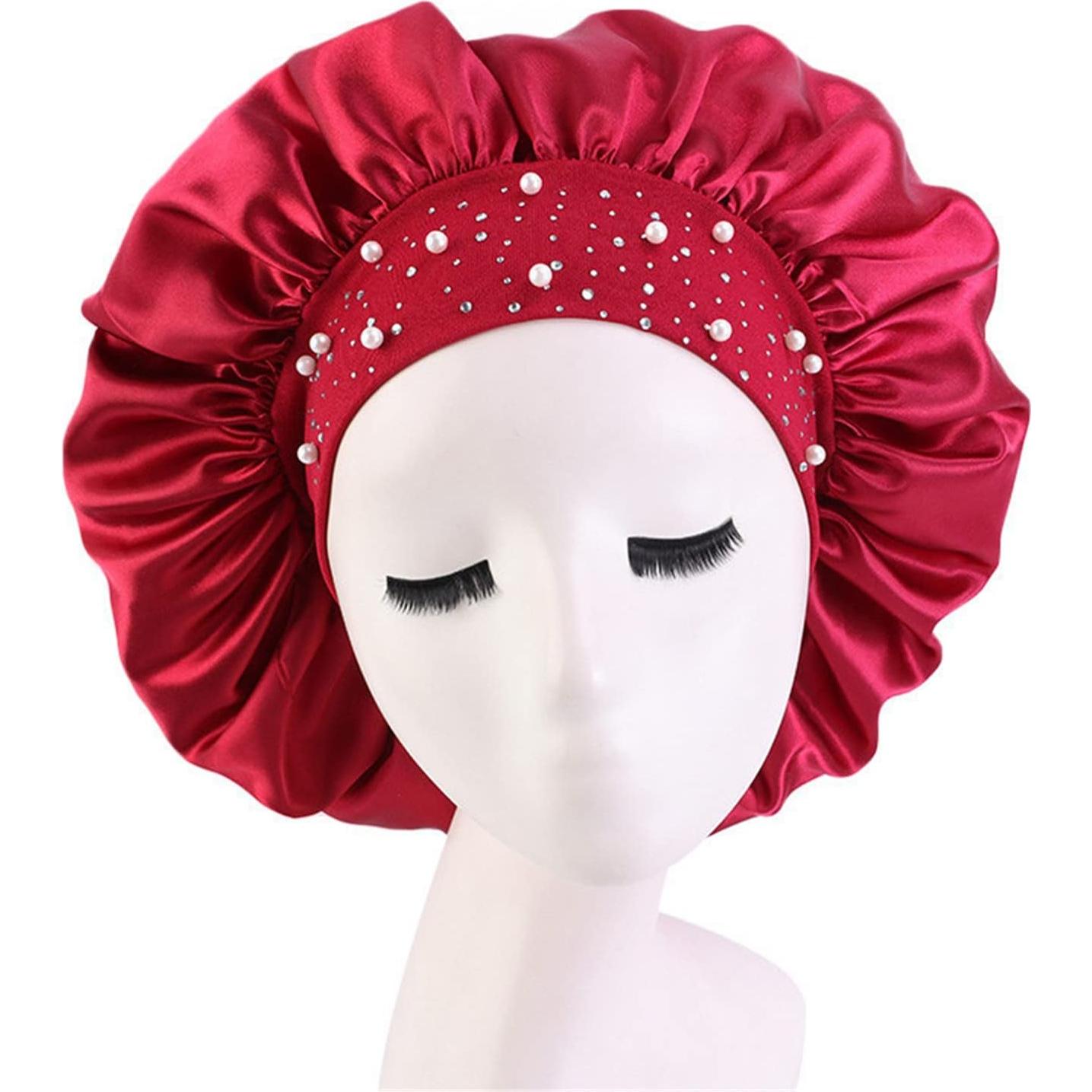 Gorro de Satén con Rhinestones Qianmome - 4 Piezas para Cuidado del Cabello