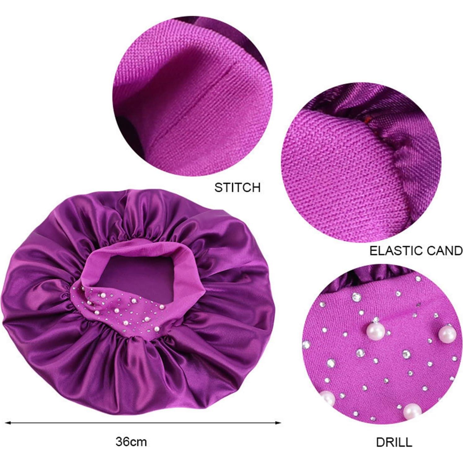 Gorro de Satén con Rhinestones Qianmome - 4 Piezas para Cuidado del Cabello