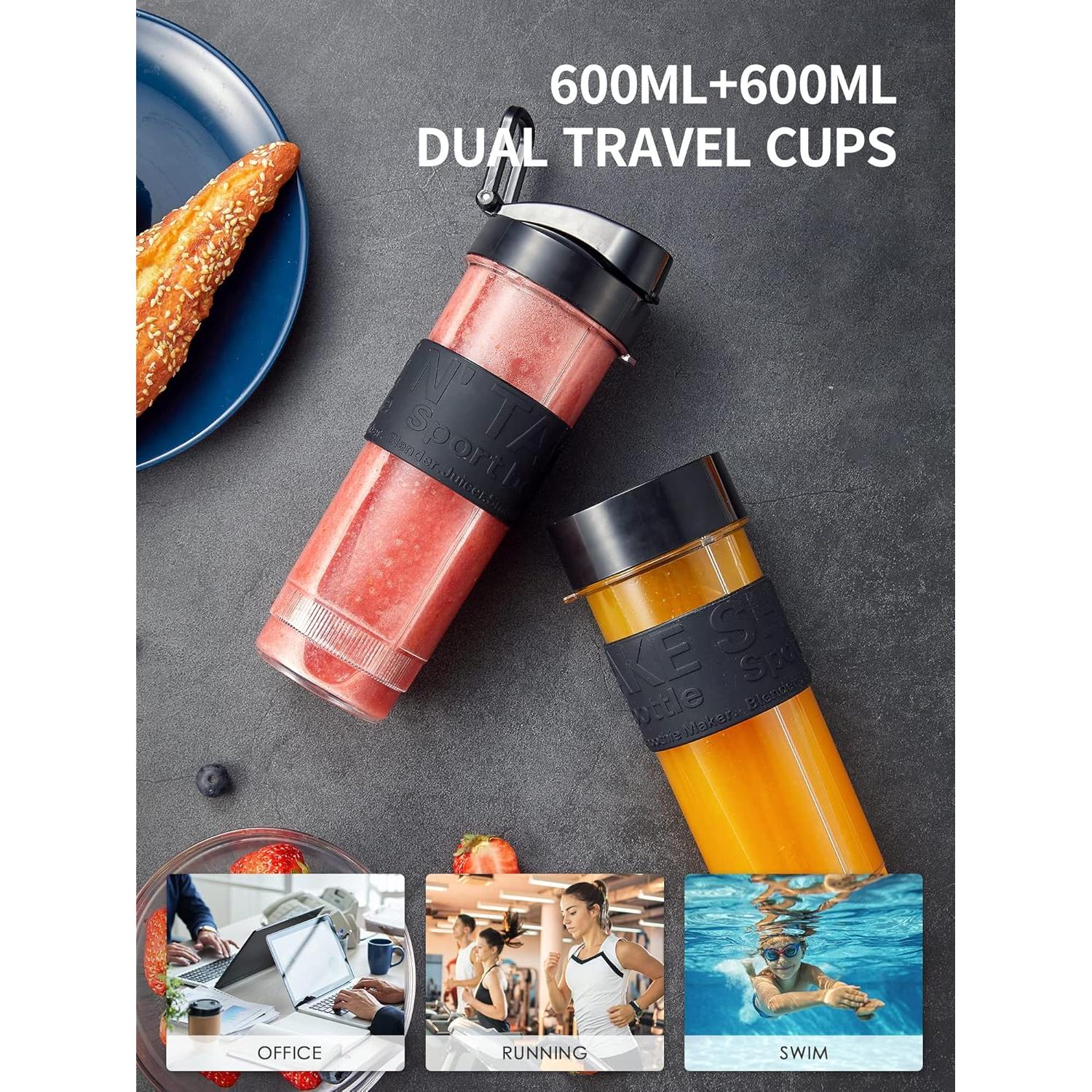 Batidora Personal Yabano 500W 3 en 1 con Botellas 600ml