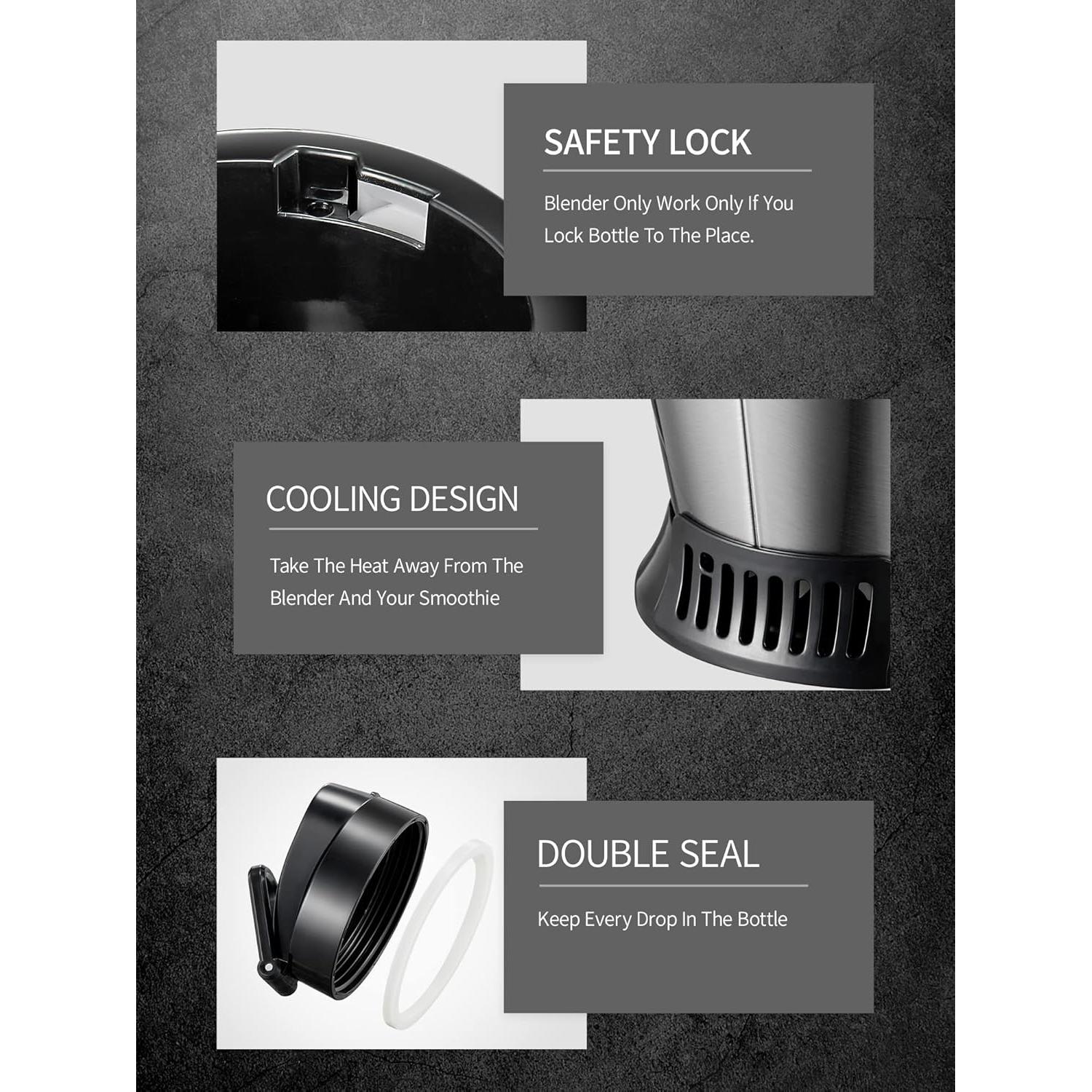 Batidora Personal Yabano 500W 3 en 1 con Botellas 600ml