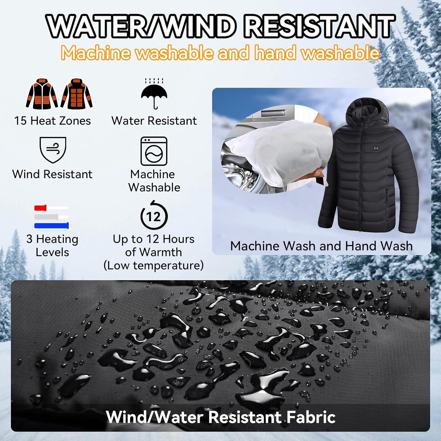 Chaqueta Calefaccionada Unisex 15 Zonas Control Doble 10000mAh