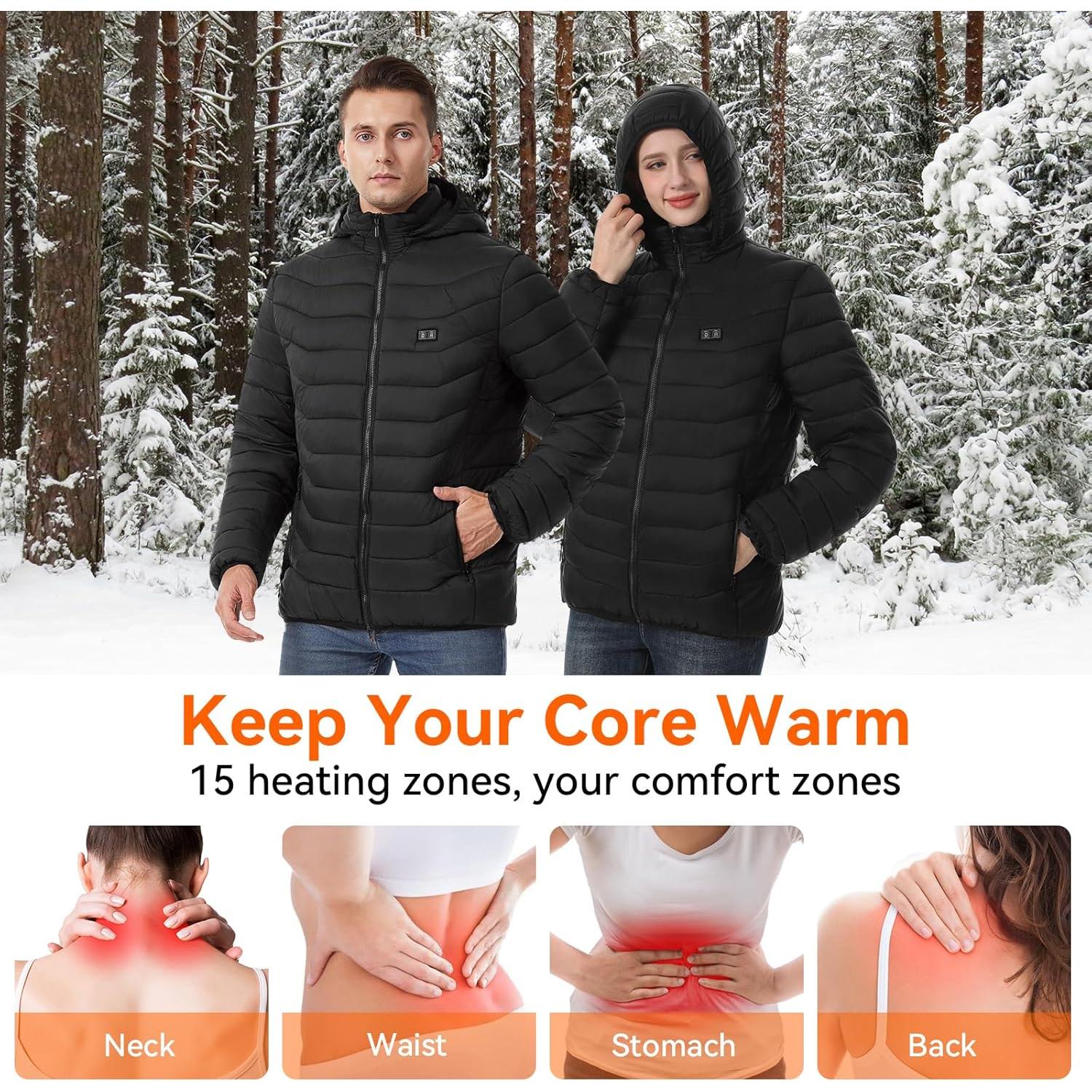 Chaqueta Calefaccionada Unisex 15 Zonas Control Doble 10000mAh