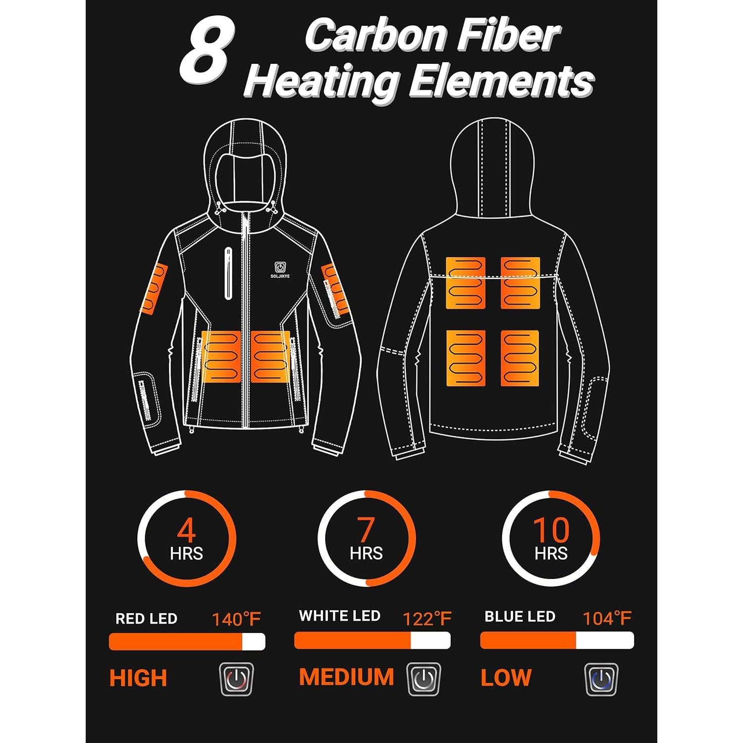 Chaqueta Calentada Eléctrica para Mujeres SOLJIKYE - Mediana, Negra