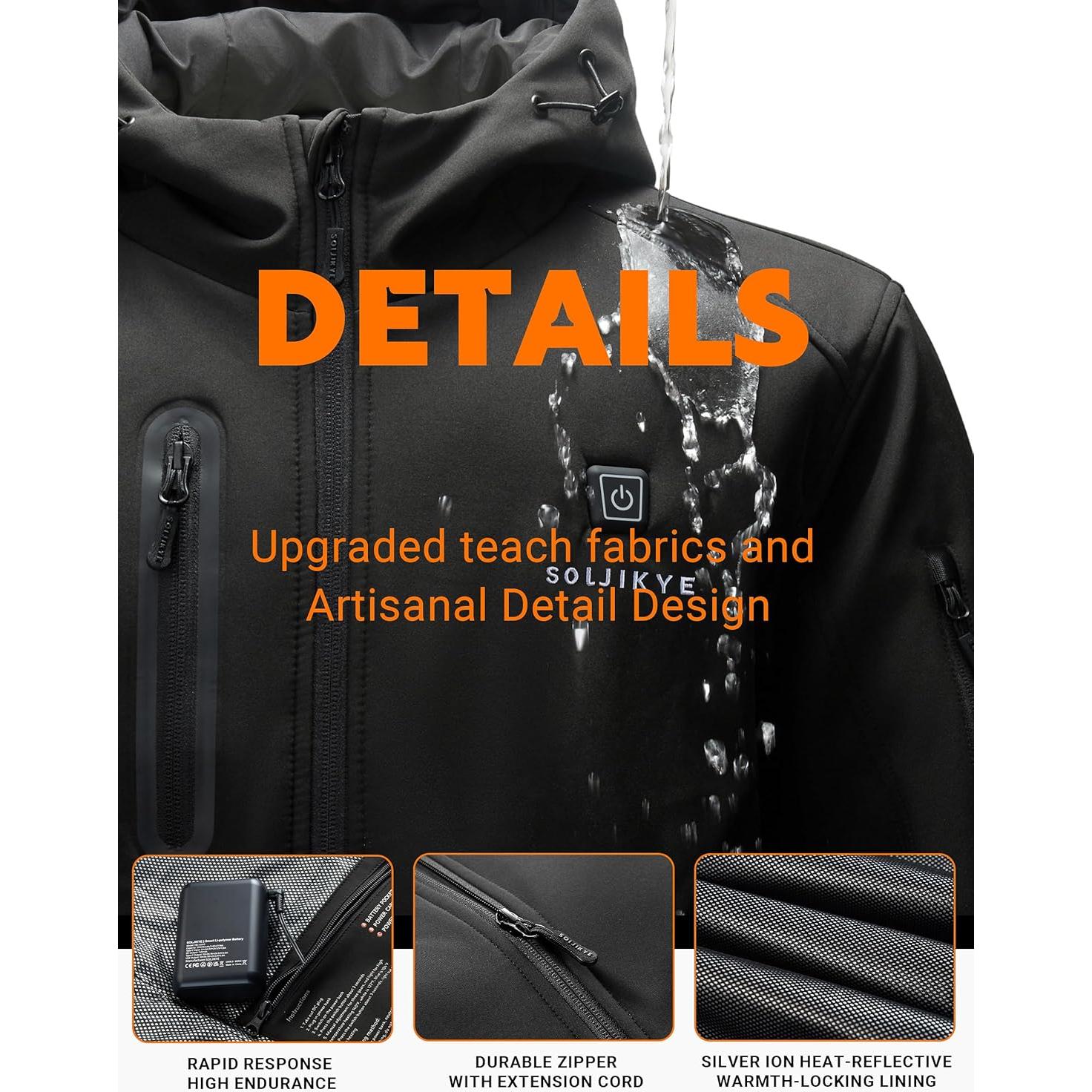 Chaqueta Calentada Eléctrica para Mujeres SOLJIKYE - Mediana, Negra