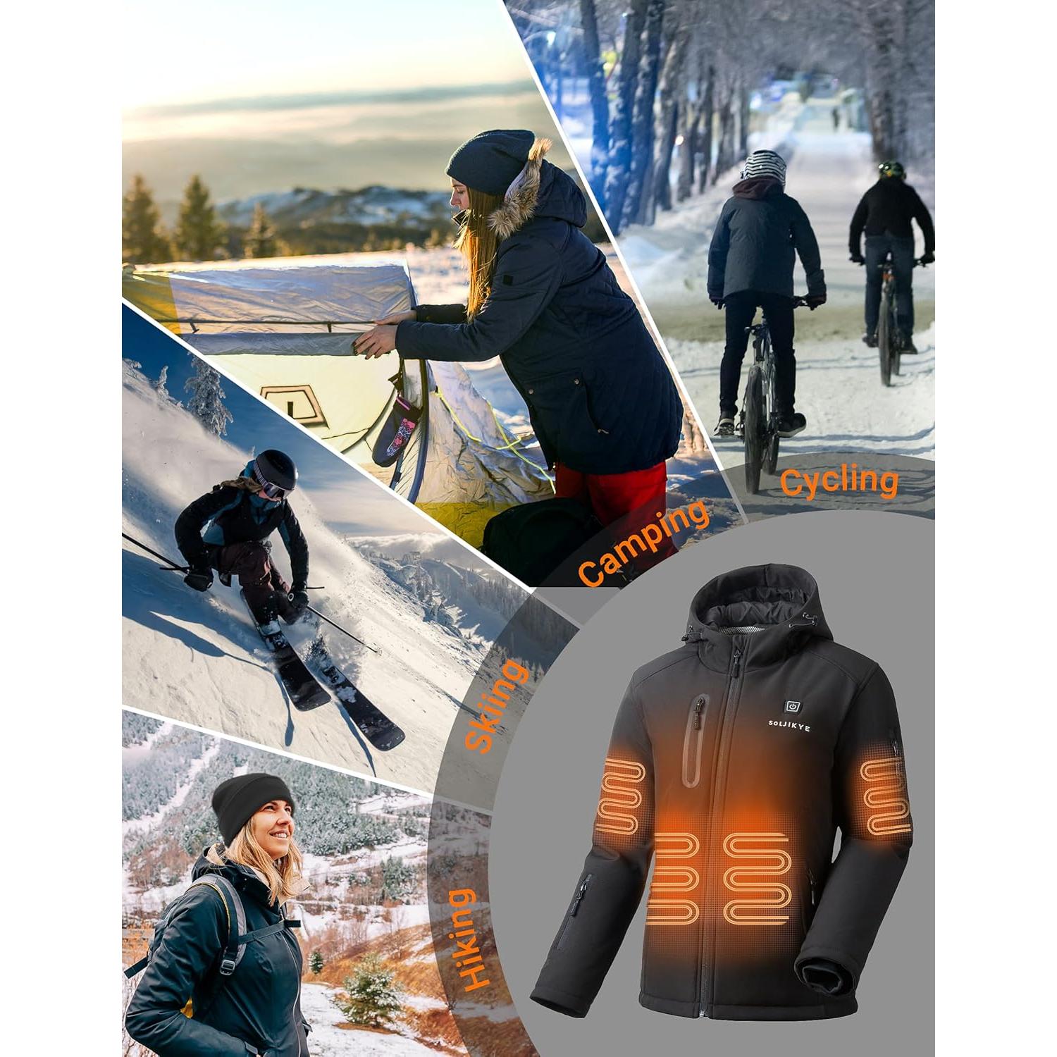 Chaqueta Calentada Eléctrica para Mujeres SOLJIKYE - Mediana, Negra