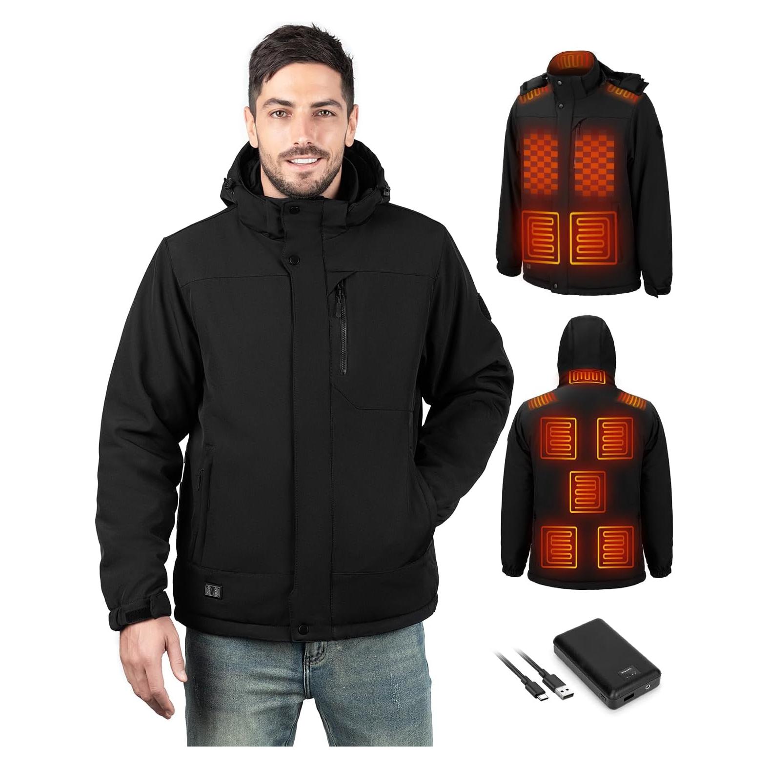 Chaqueta Calentada Eléctrica QIUJIN para Hombres - Impermeable, 15 Zonas Calentadas