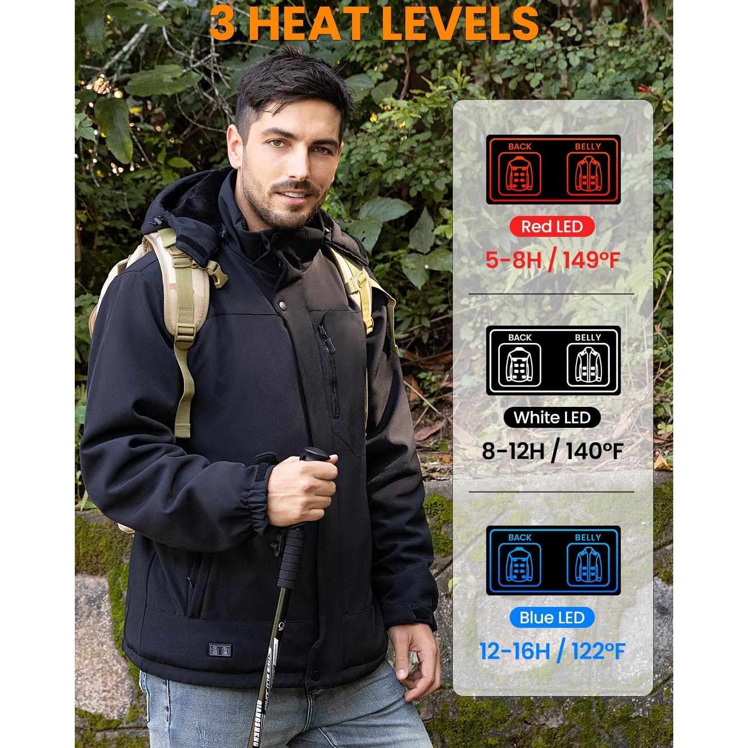 Chaqueta Calentada Eléctrica QIUJIN para Hombres - Impermeable, 15 Zonas Calentadas