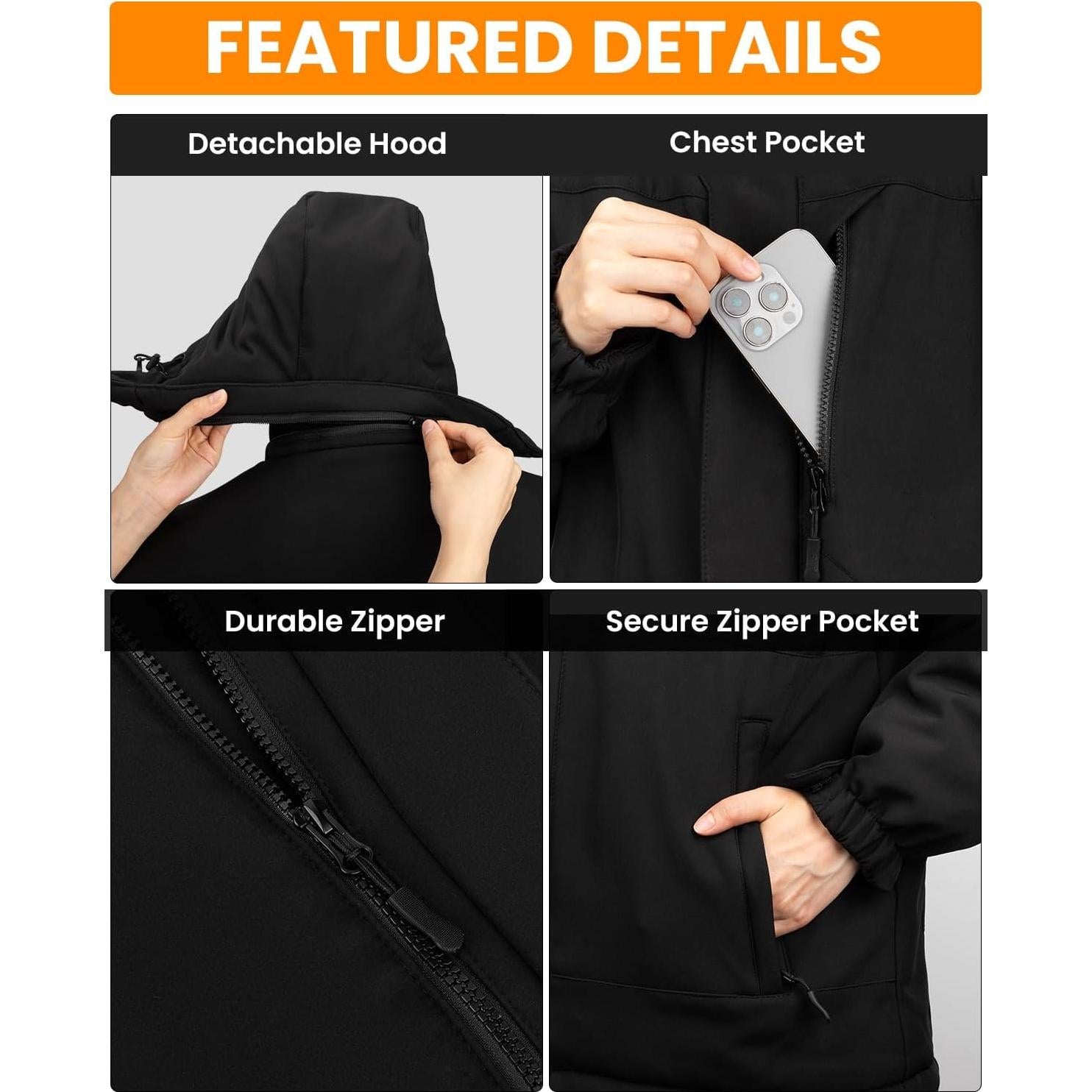 Chaqueta Calentada Eléctrica QIUJIN para Hombres - Impermeable, 15 Zonas Calentadas