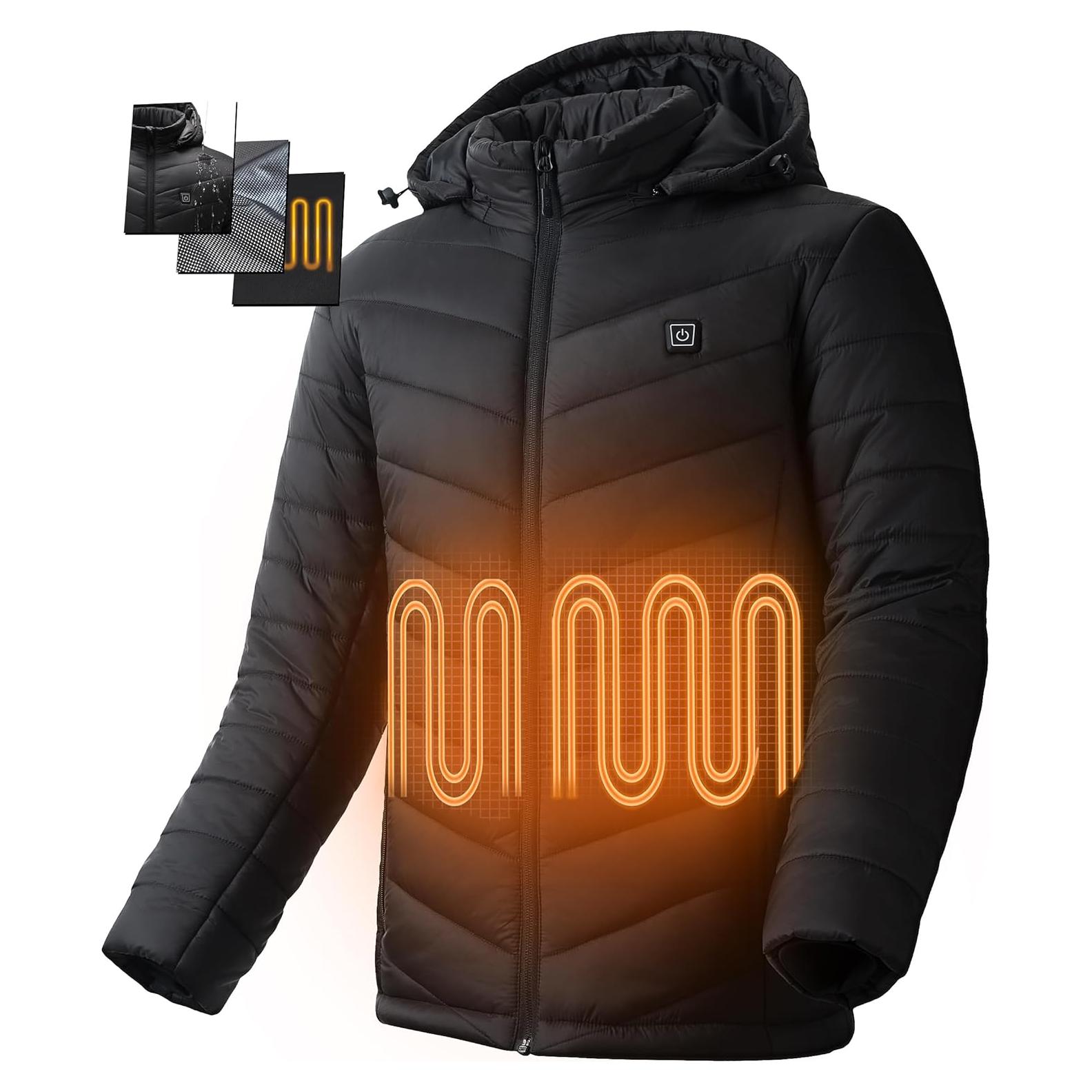 Chaqueta Calentada YHQ 12V 20000mAh para Hombre - Negro XL
