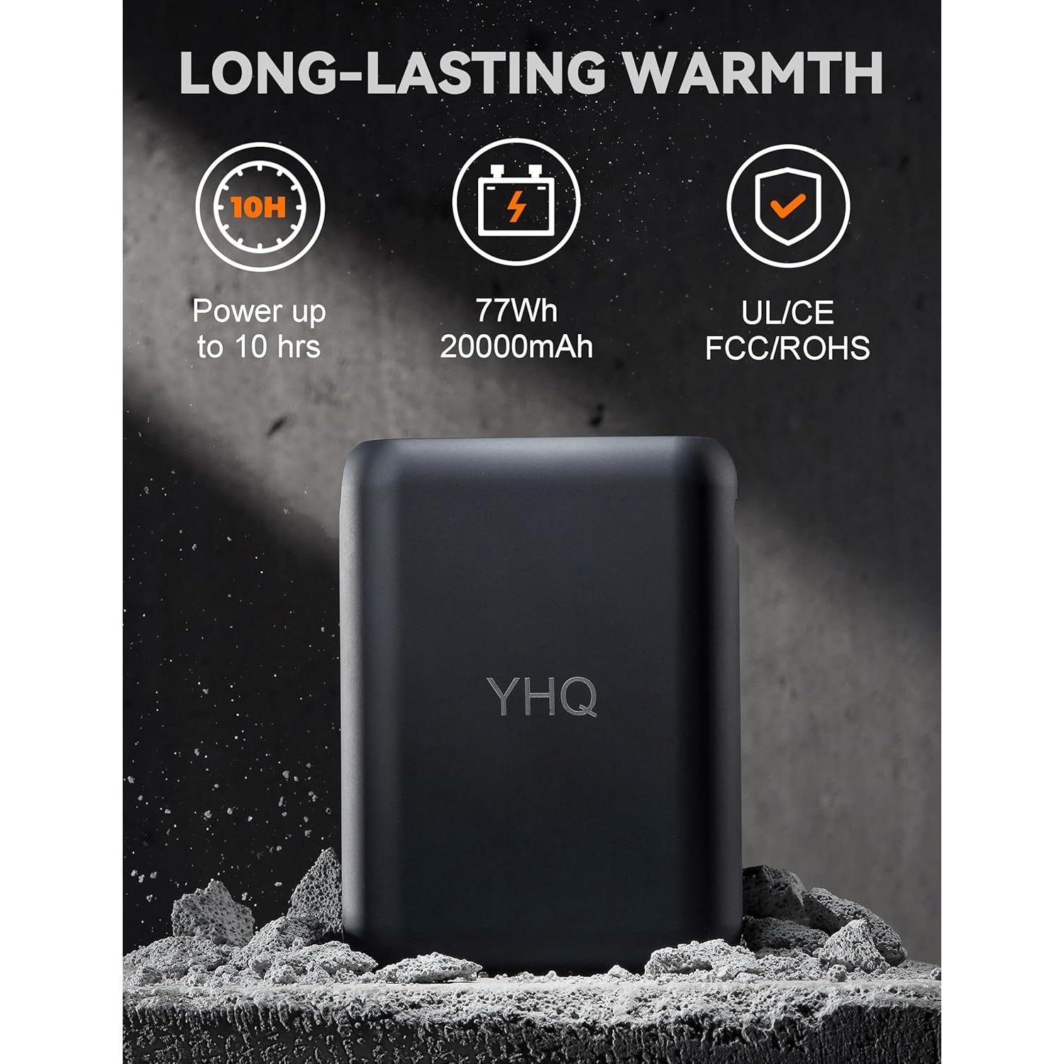 Chaqueta Calentada YHQ 12V 20000mAh para Hombre - Negro XL