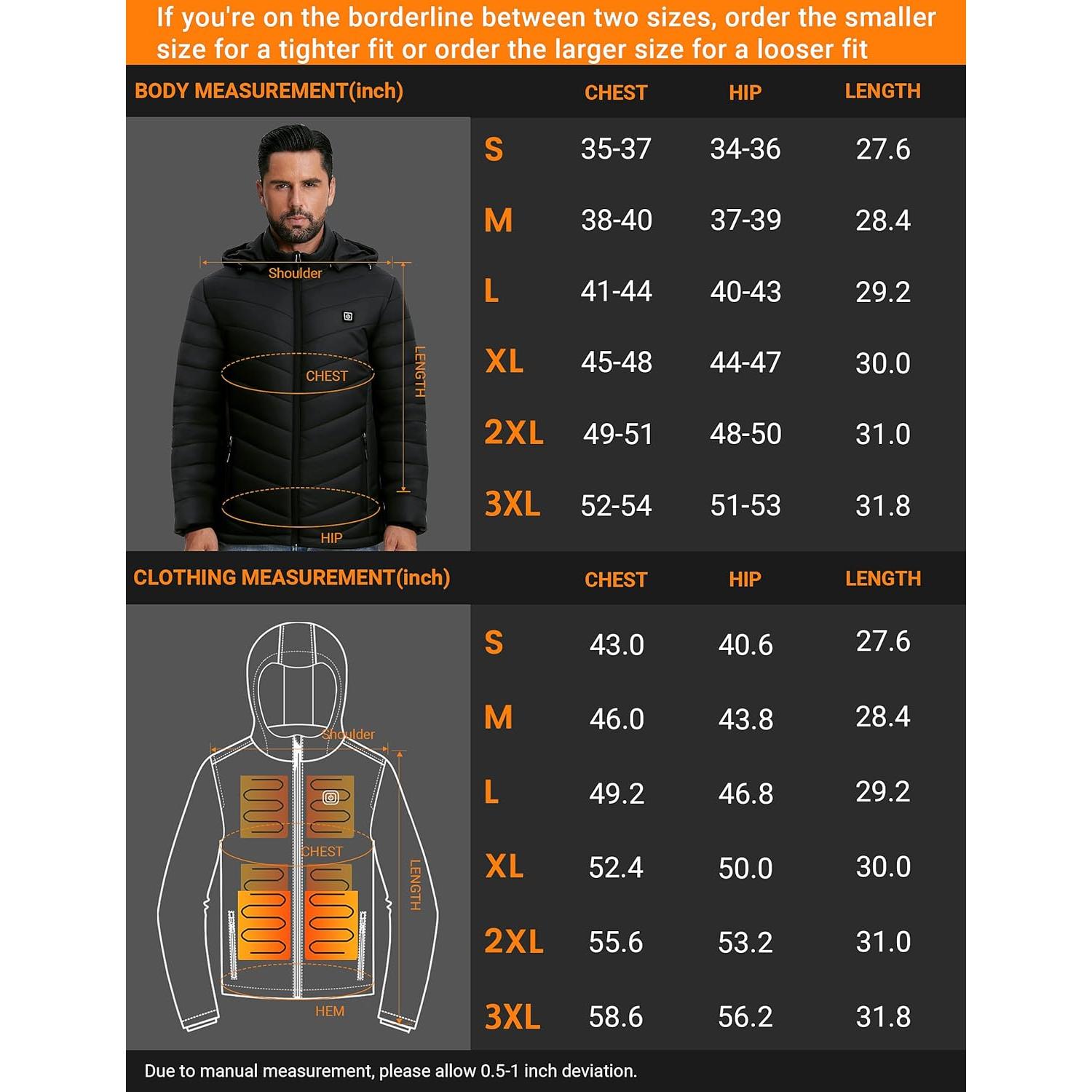 Chaqueta Calentada YHQ 12V 20000mAh para Hombre - Negro XL