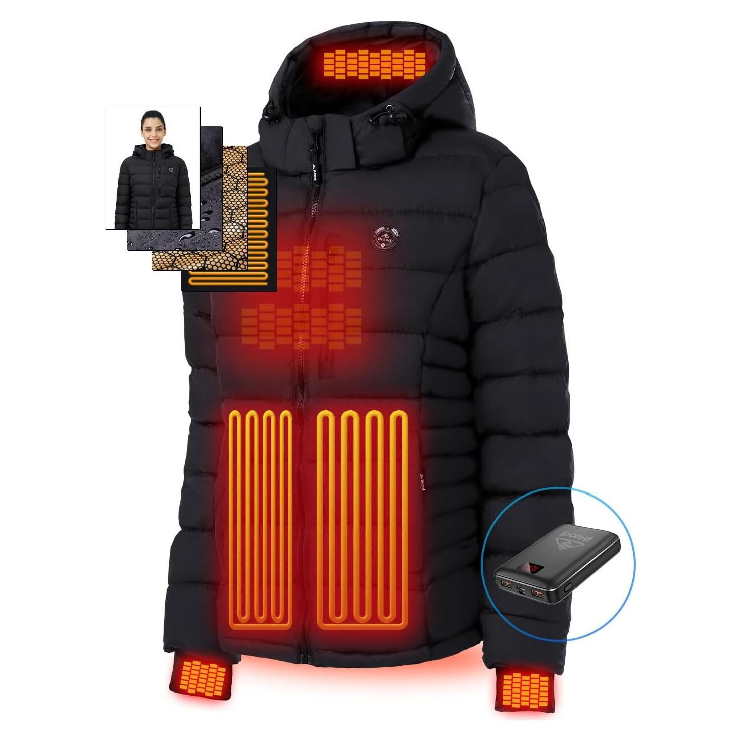 Chaqueta Puffer Calentada iHood para Mujeres - 12V Aislante