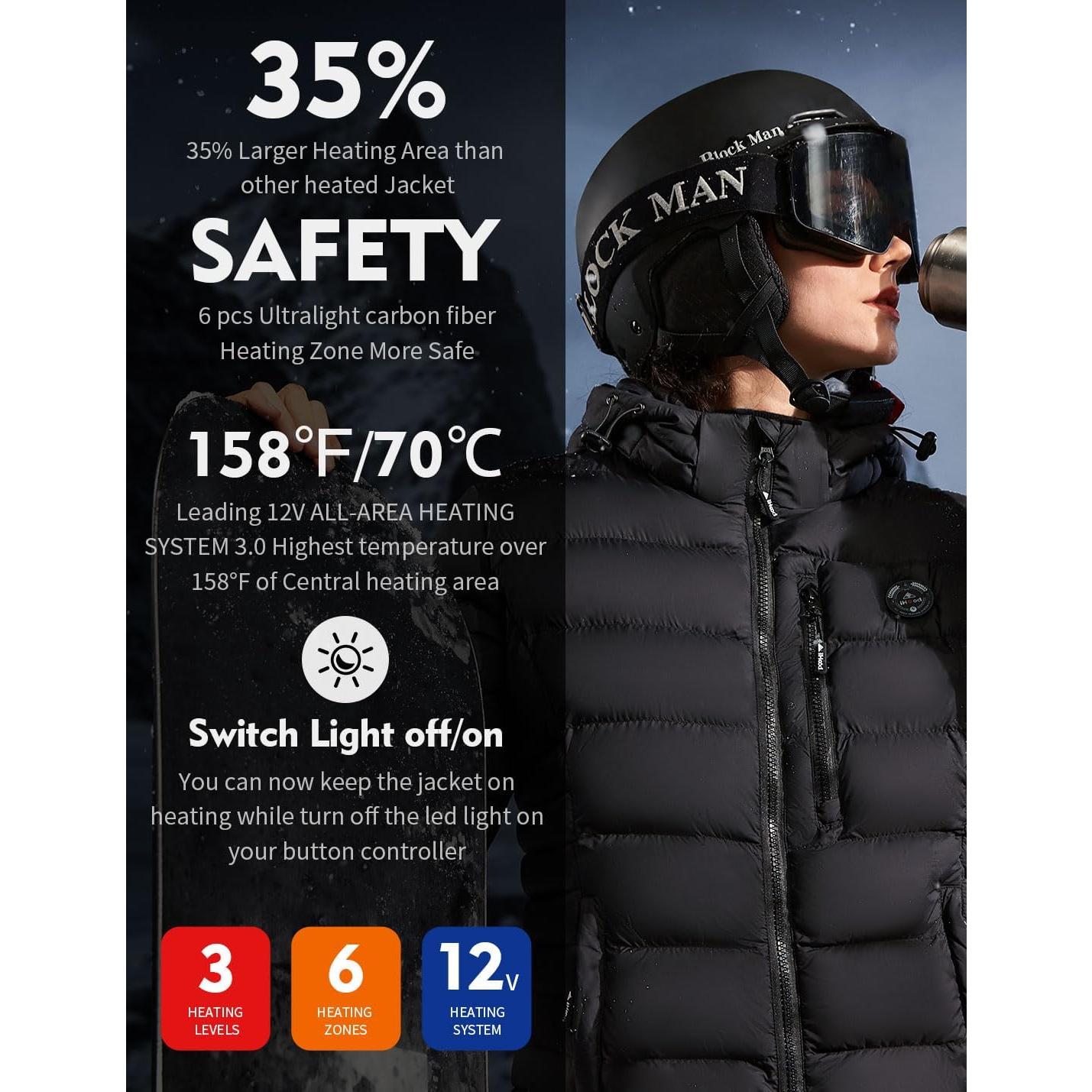 Chaqueta Puffer Calentada iHood para Mujeres - 12V Aislante