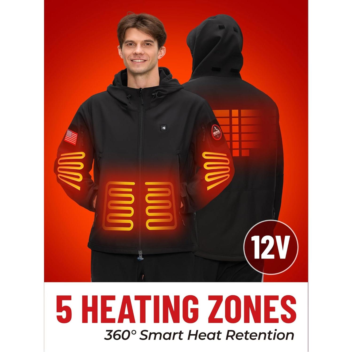 Chaqueta Calentada HEATIX para Hombres 12V con Capucha
