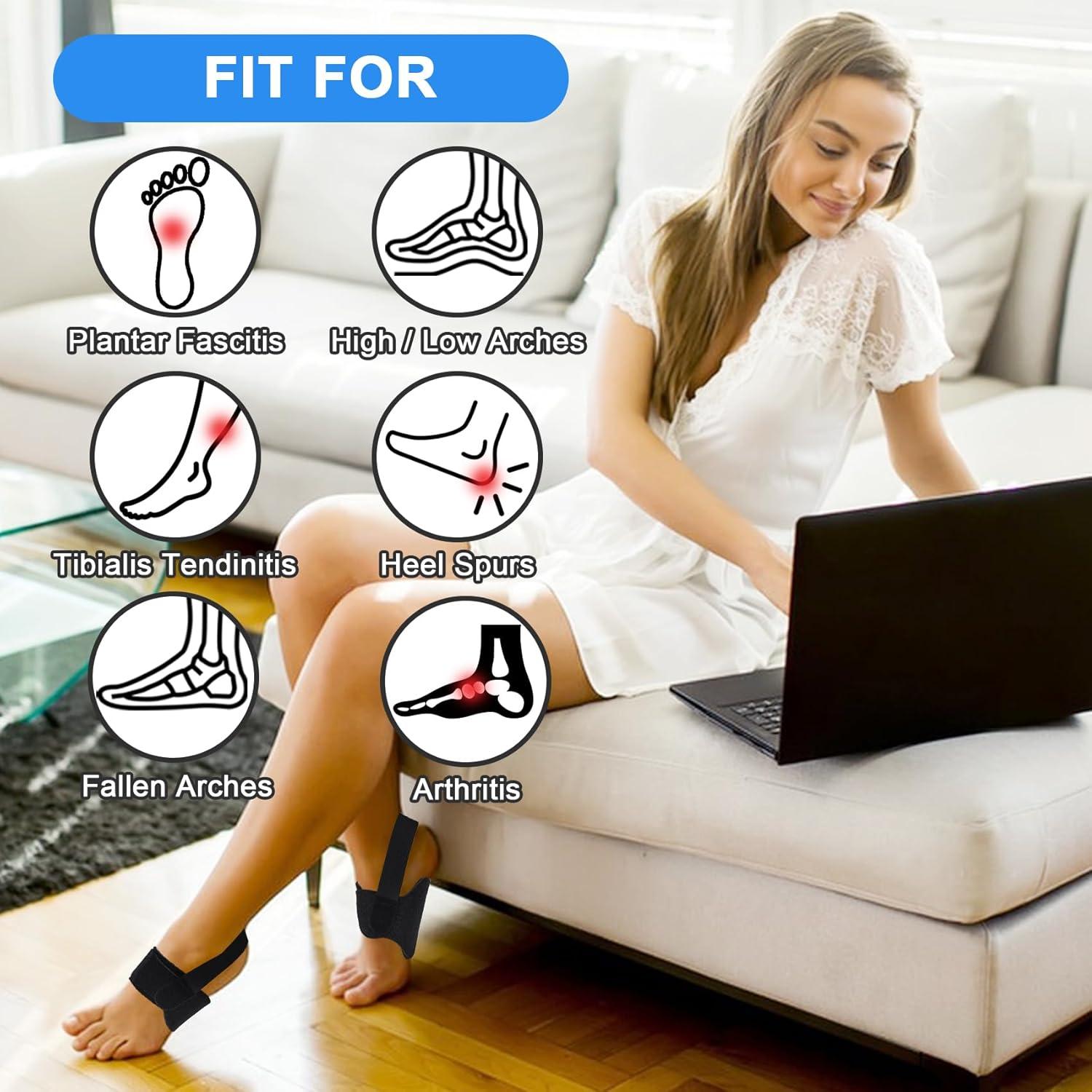 Férulas de Soporte de Arco Vigorwise para Pie Plano - 1 Par Negro