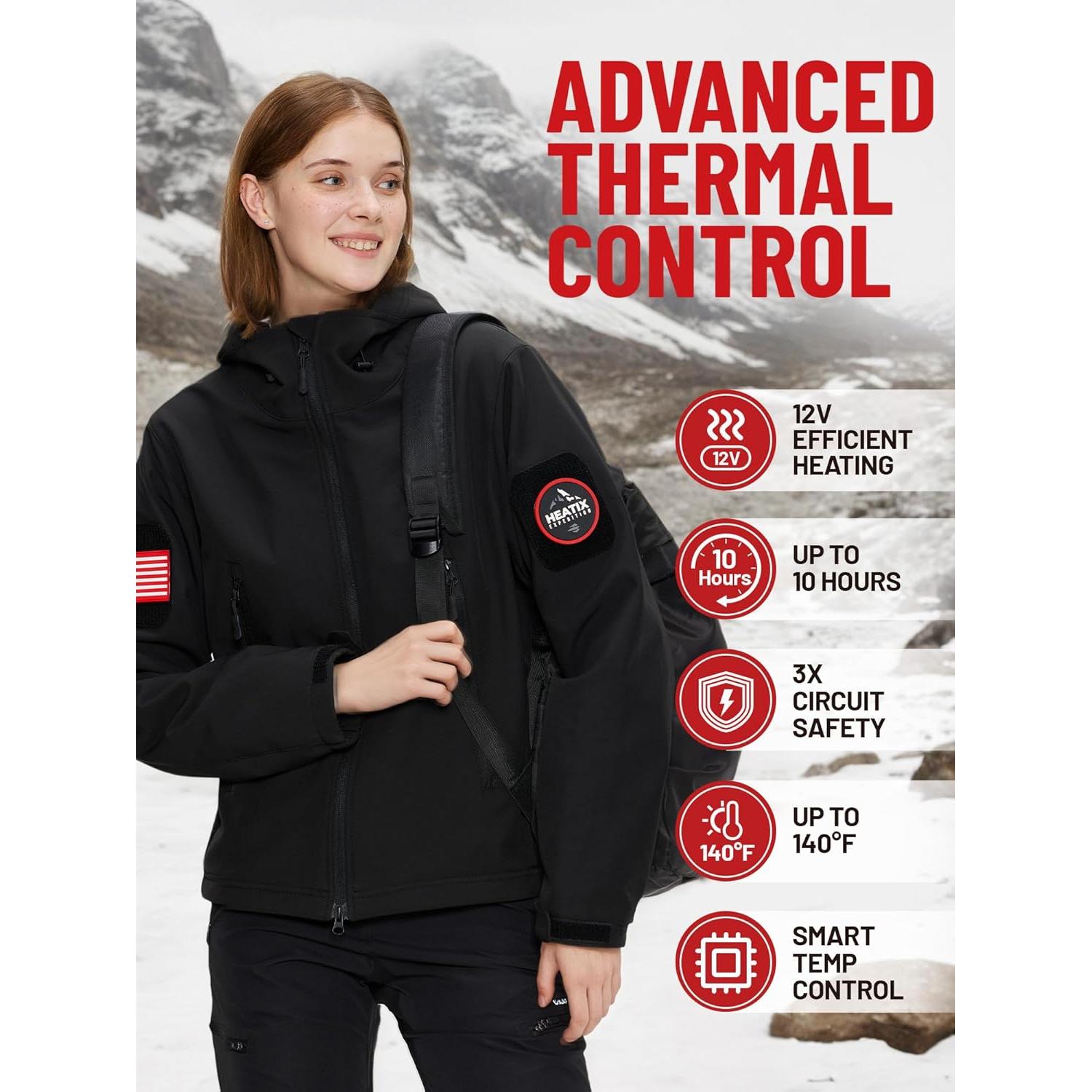 Chaqueta Calentada HEATIX para Mujeres - 5 Zonas de Calor