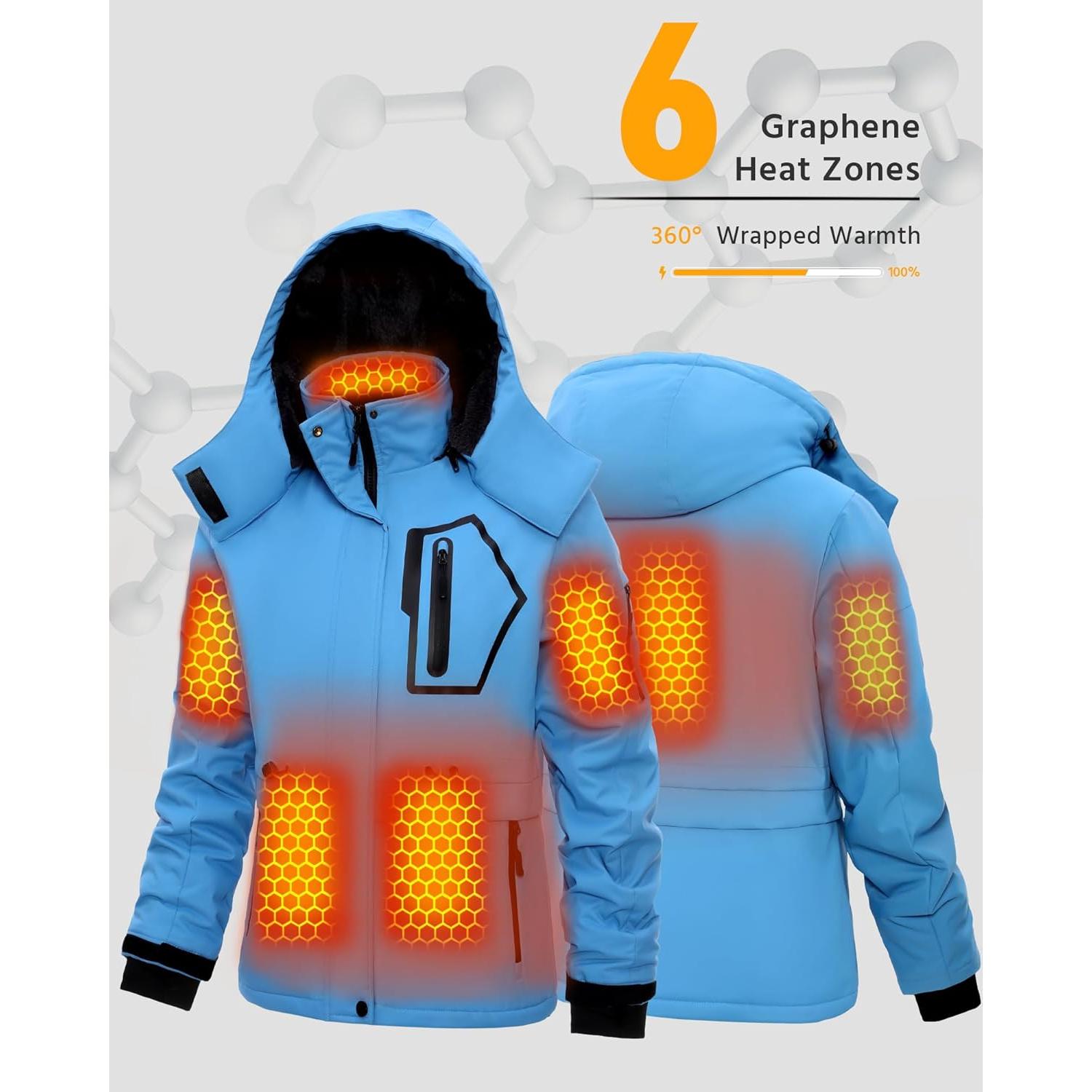 Chaqueta Calentada Wulcea para Mujeres 12V 18400mAh Azul Cielo