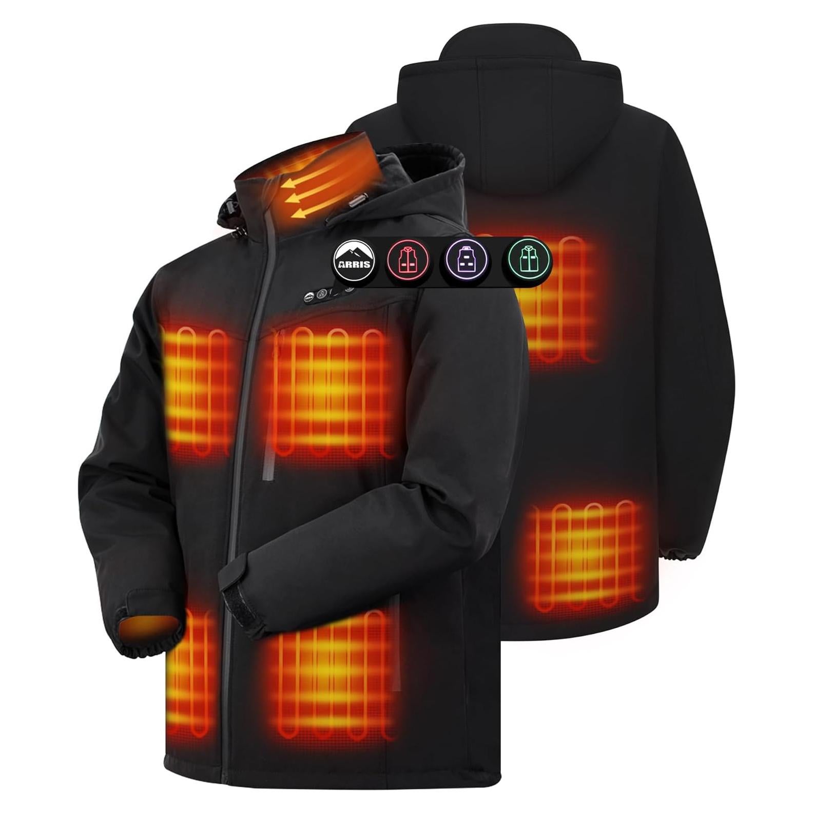 Chaqueta Térmica ARRIS para Hombres - Impermeable, 7.4V, 8 Áreas Calentamiento