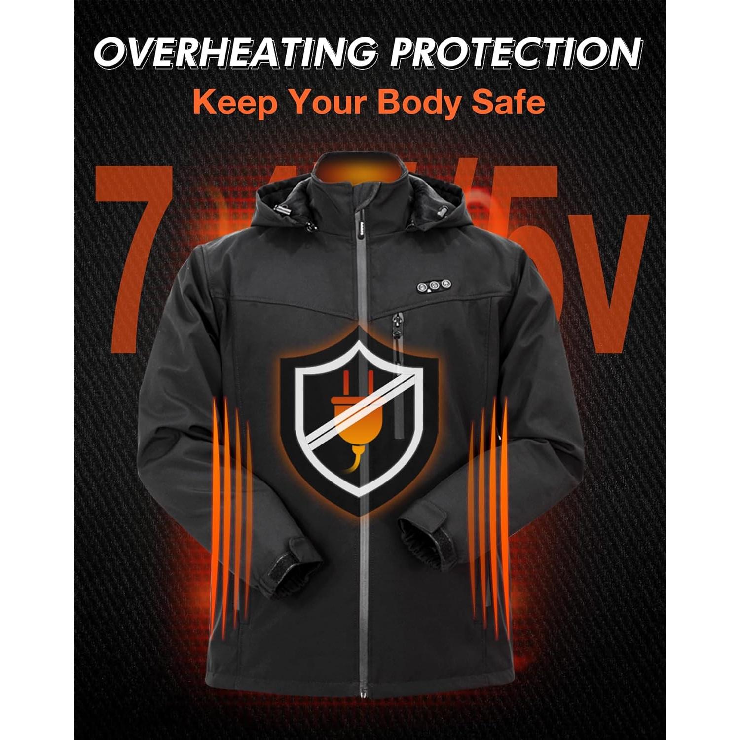 Chaqueta Térmica ARRIS para Hombres - Impermeable, 7.4V, 8 Áreas Calentamiento