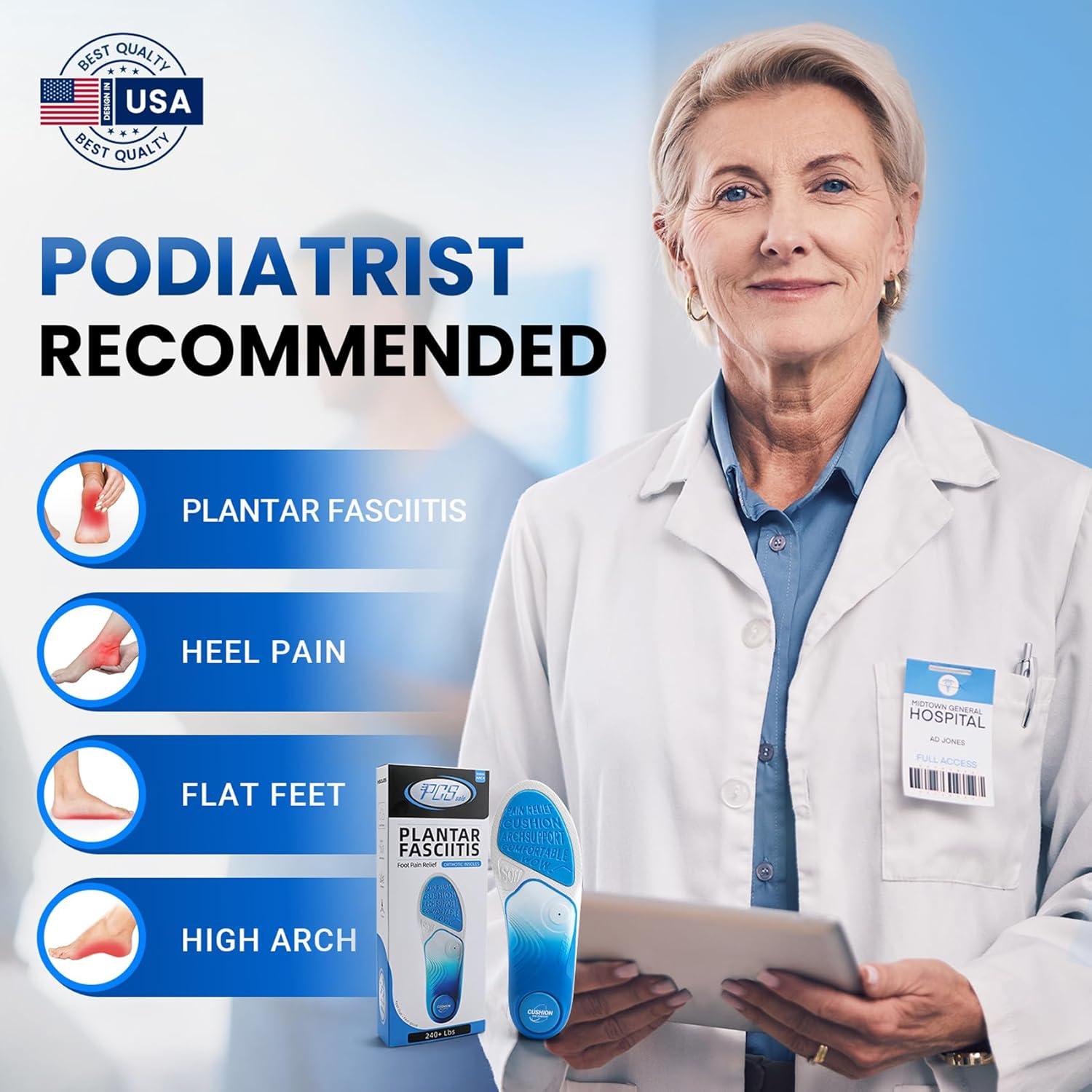 Plantillas ortopédicas PCSsole Pro para fascitis plantar - Soporte alto hasta 109 kg